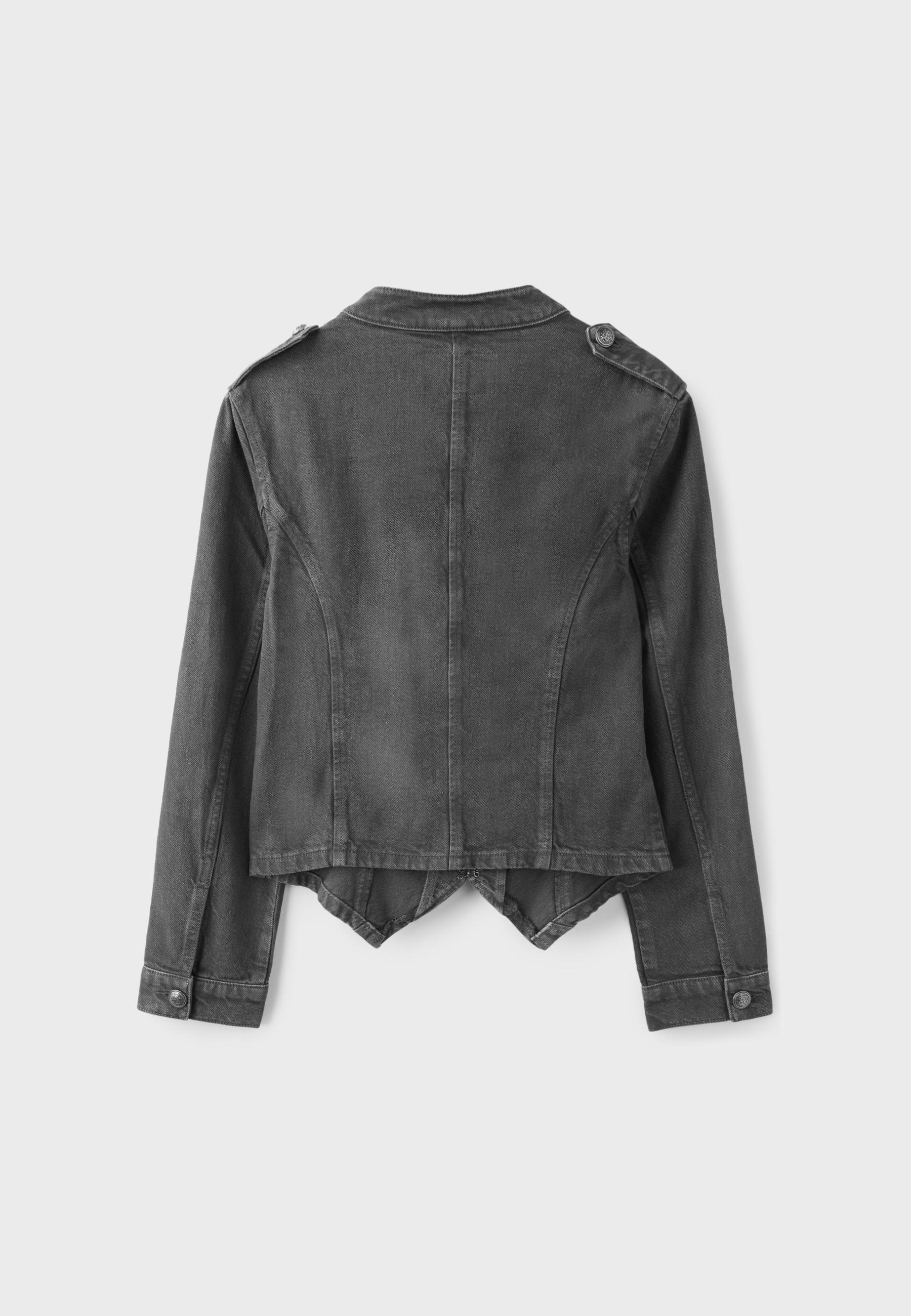Twill button-up jacket — Dark grey