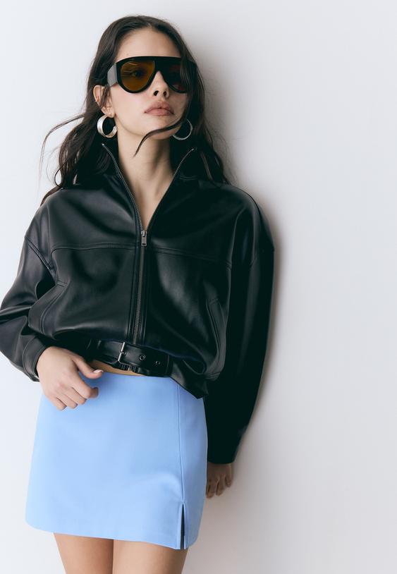 Stradivarius Skort With Side Split Sky Blue Xl