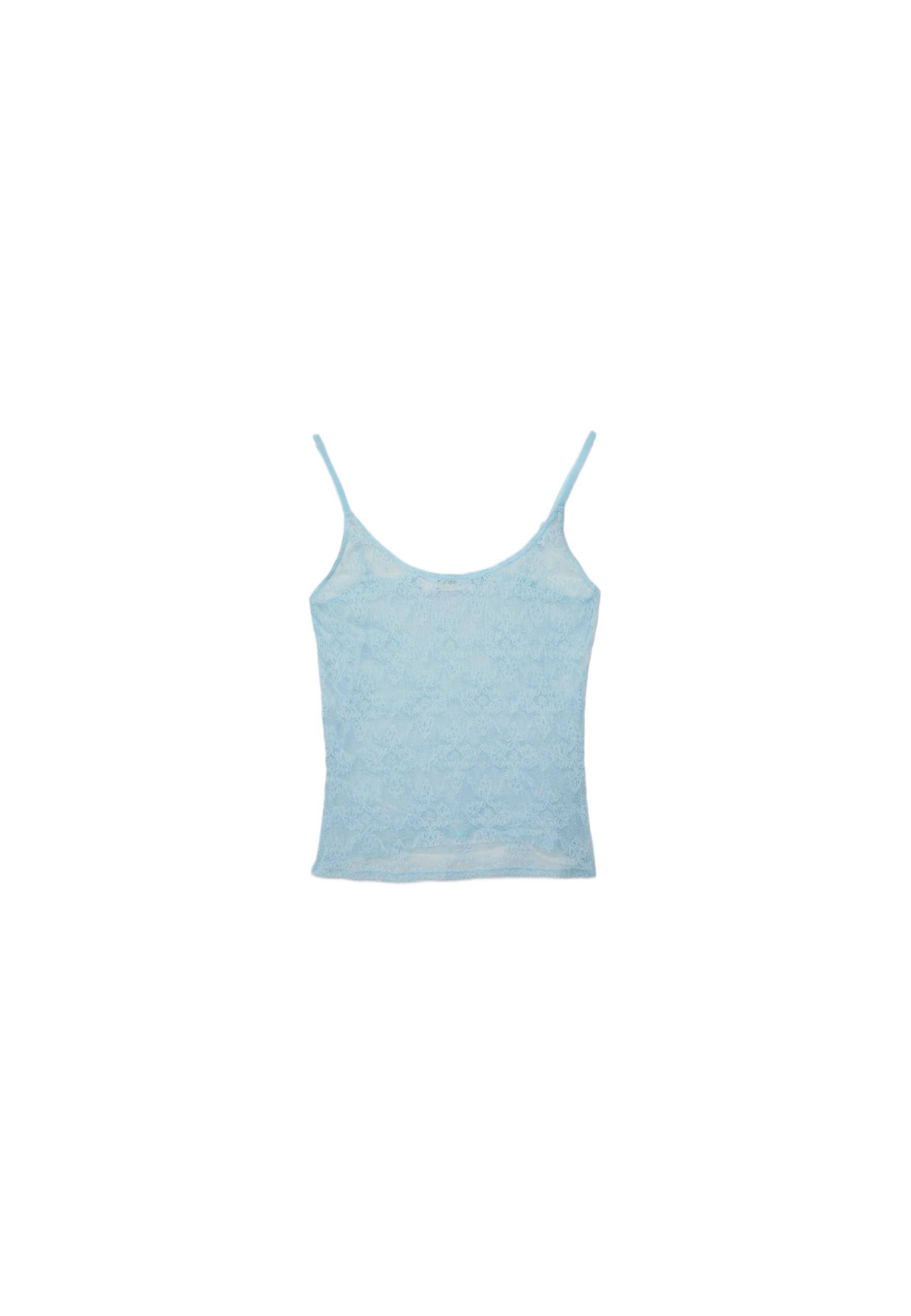 Lace strap top — Sky blue