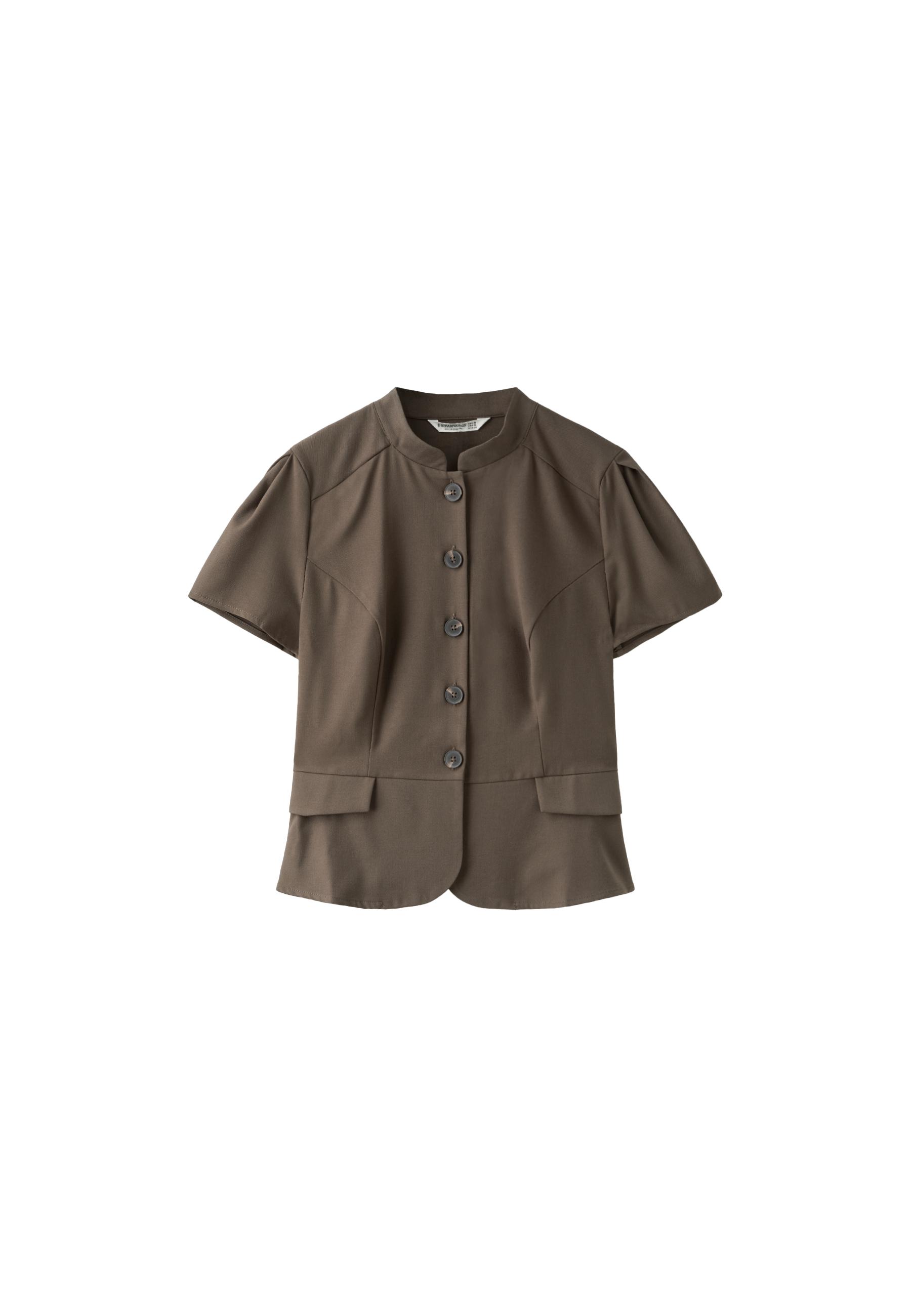 Fitted short sleeve shirt — Brown