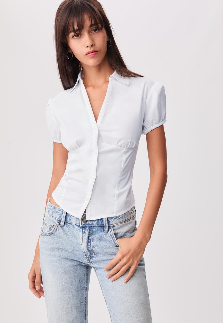 camisa fitted manga corta