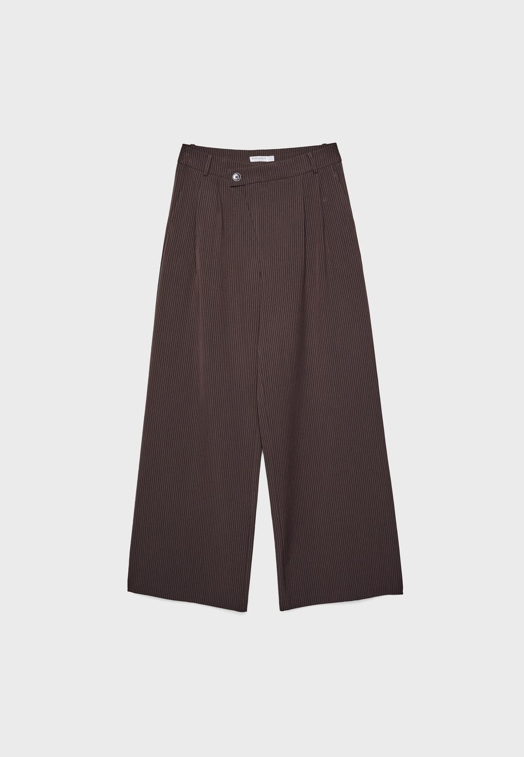 Freizeithose mit überkreuzter Bundfaltenhose mit Streifen