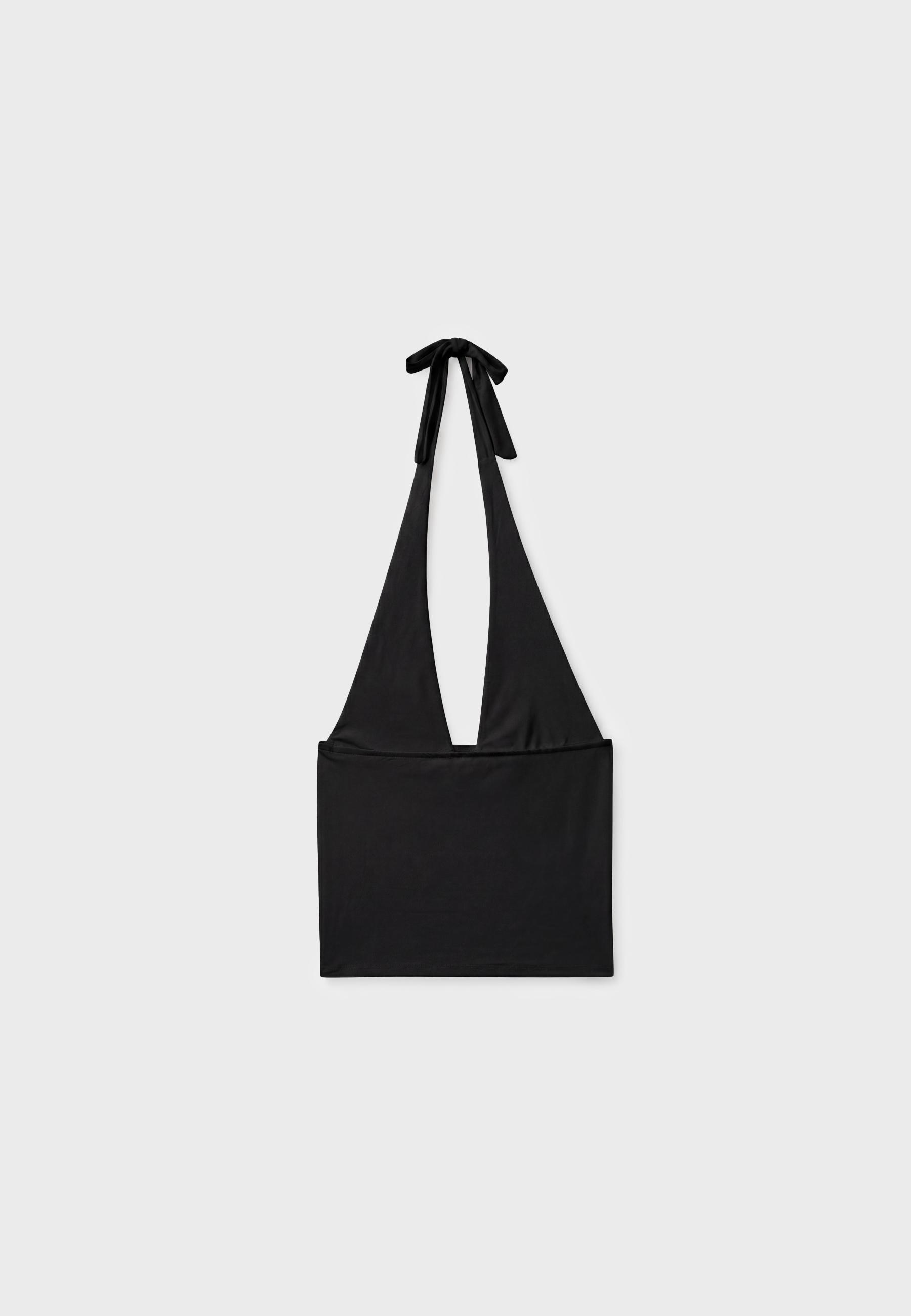Halter neck tie top — Black