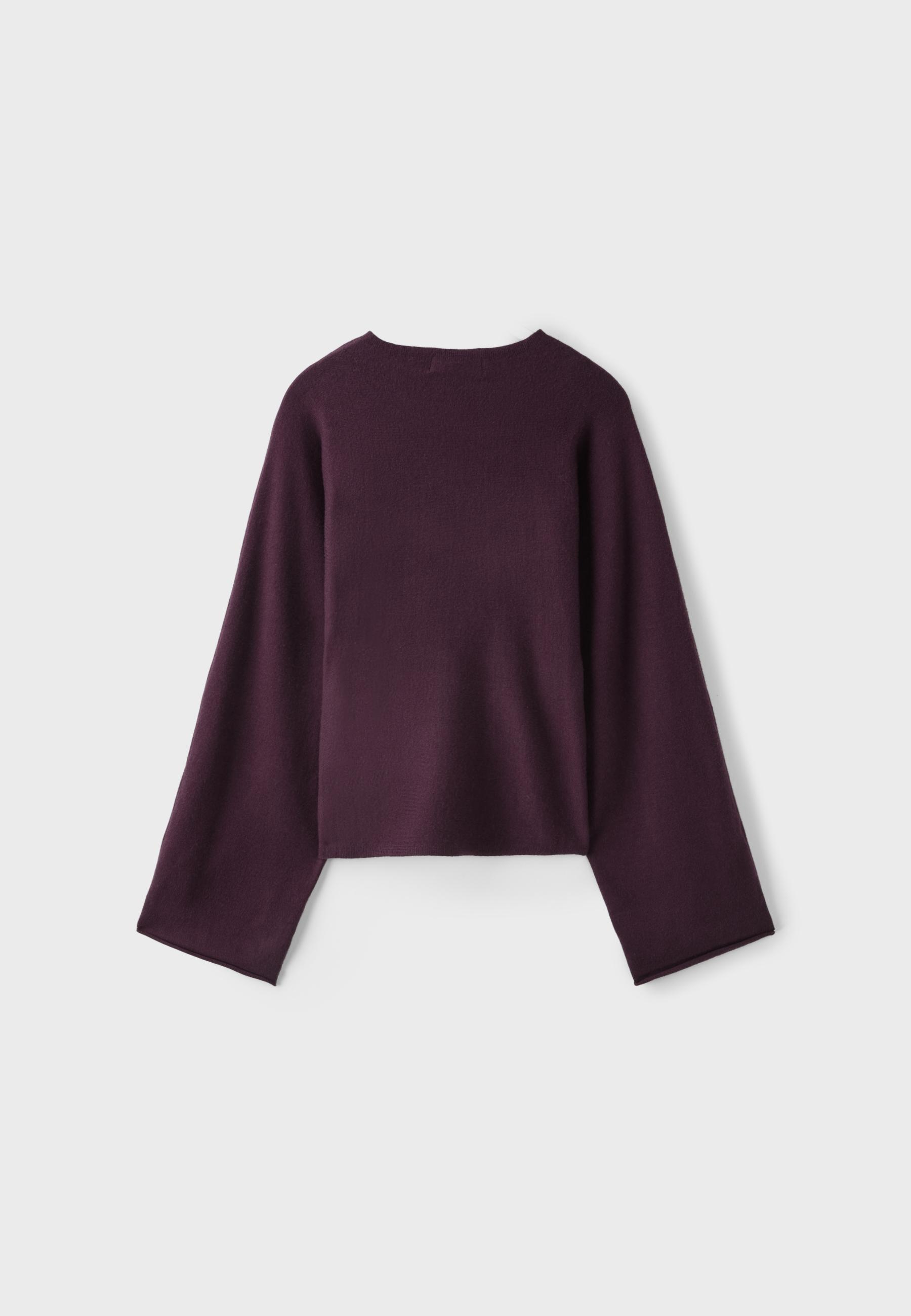 Stand collar knit jumper with kimono sleeves — Dark purple