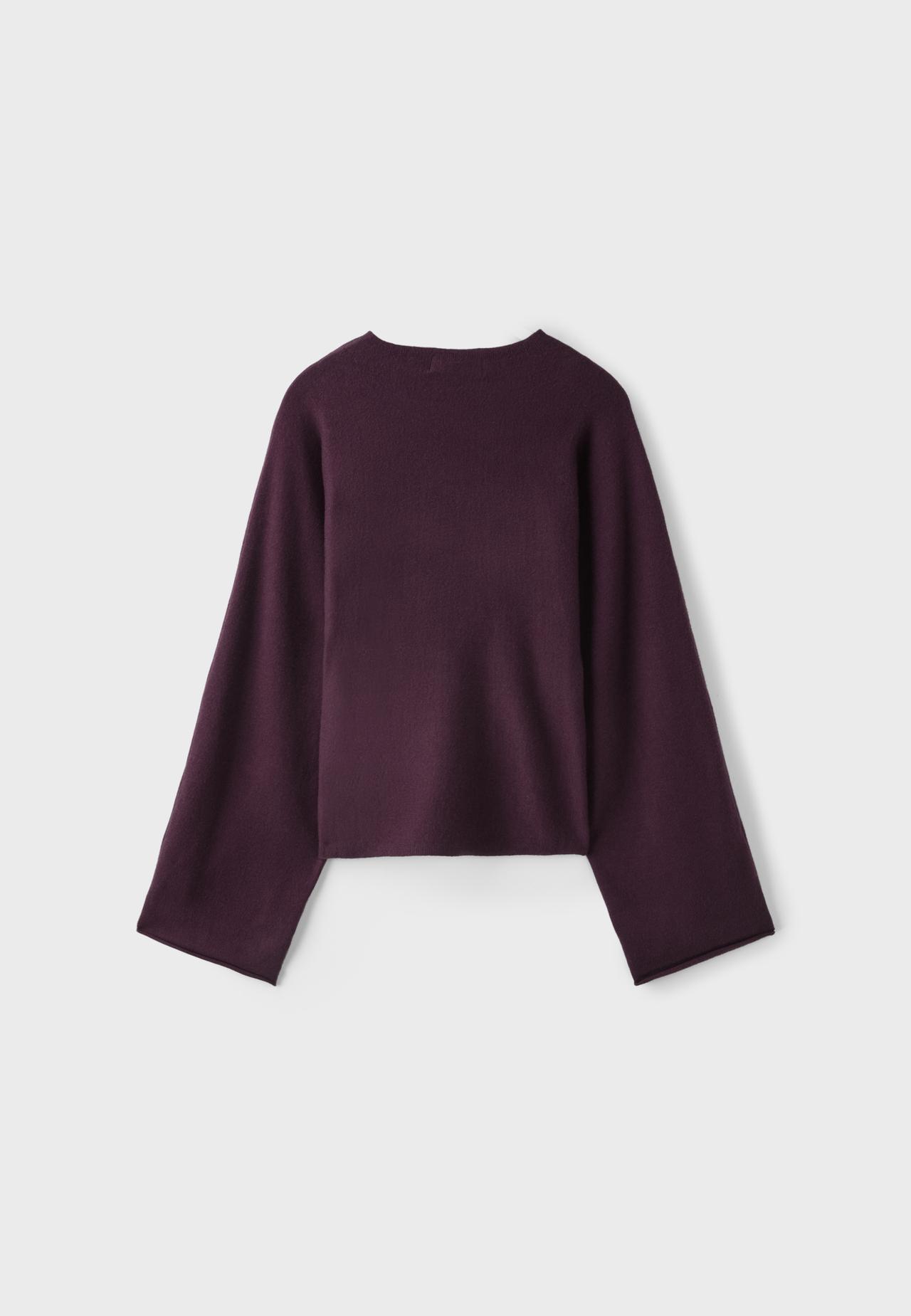 Knit jumper with kimono sleeves and stand collar — Dark purple