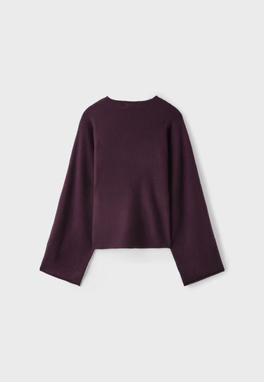 Knit jumper with kimono sleeves and stand collar — Dark purple 8
