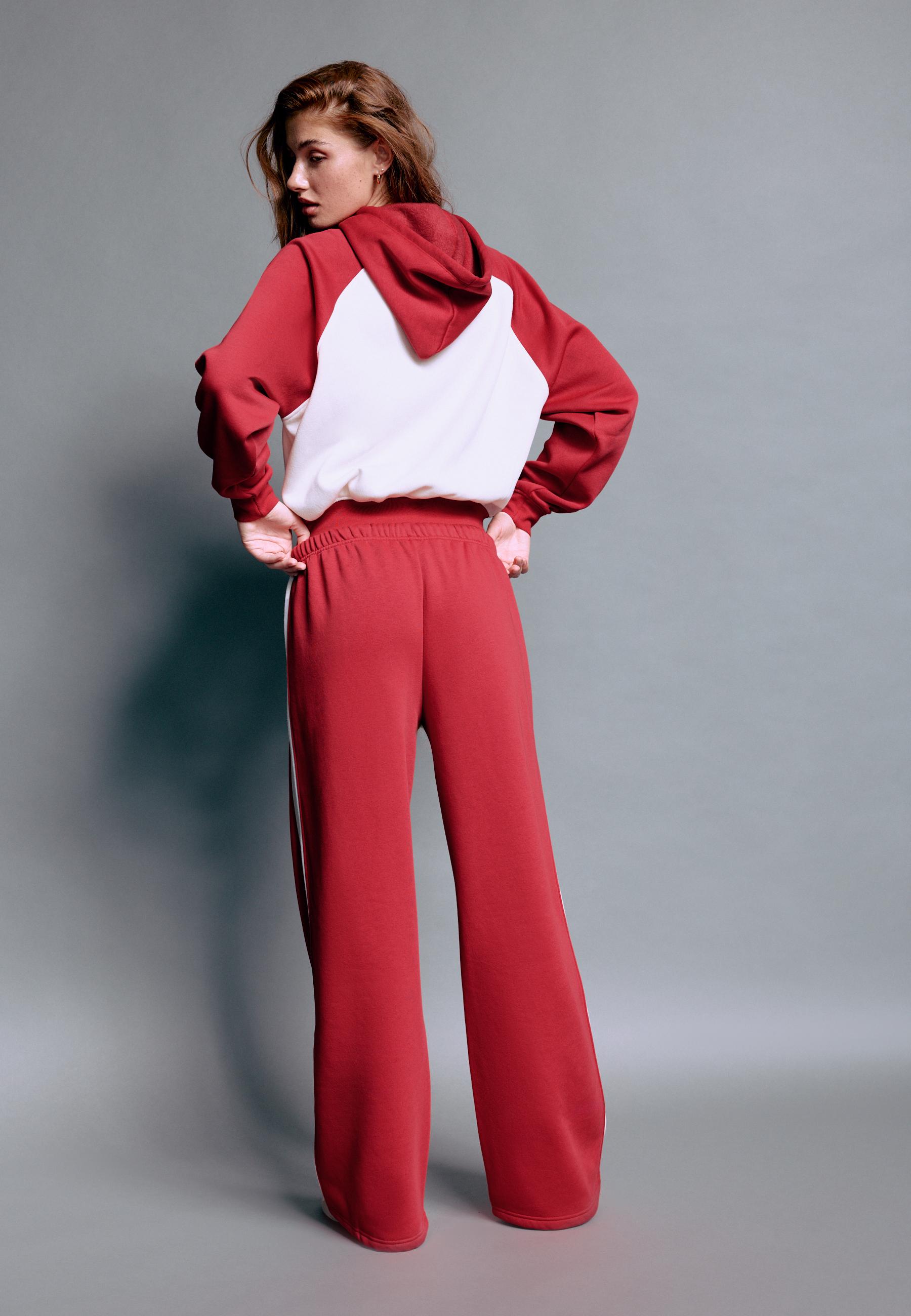Straight-leg side-stripe joggers — Red