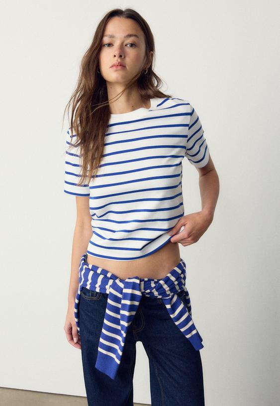 camiseta basica regular fit heavy weight rayas