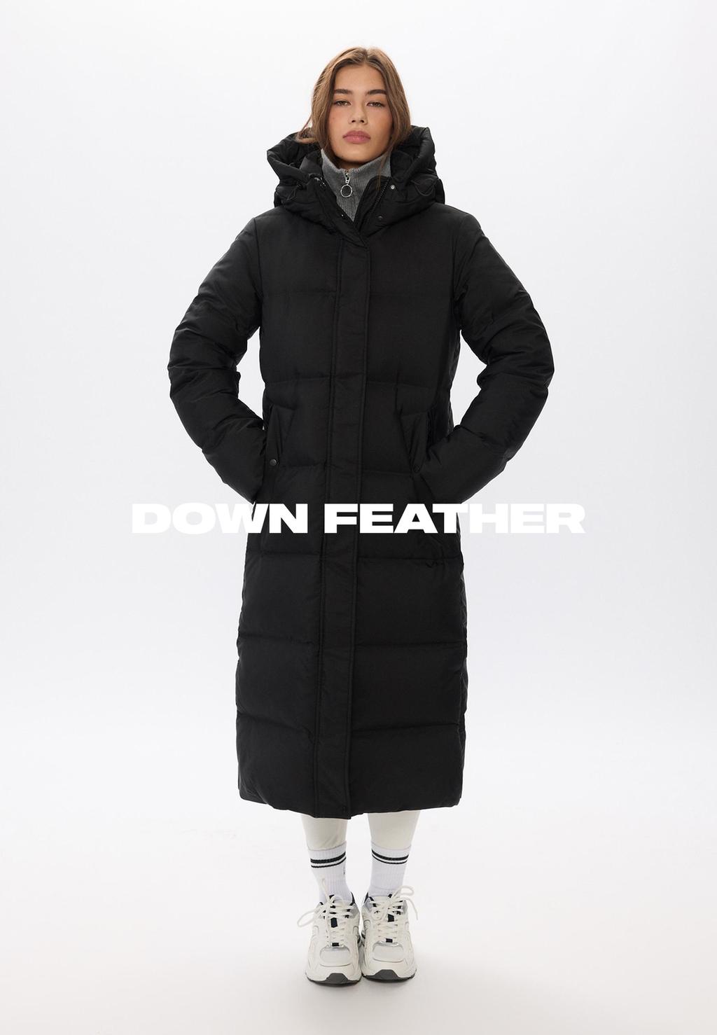 Long straight down puffer coat