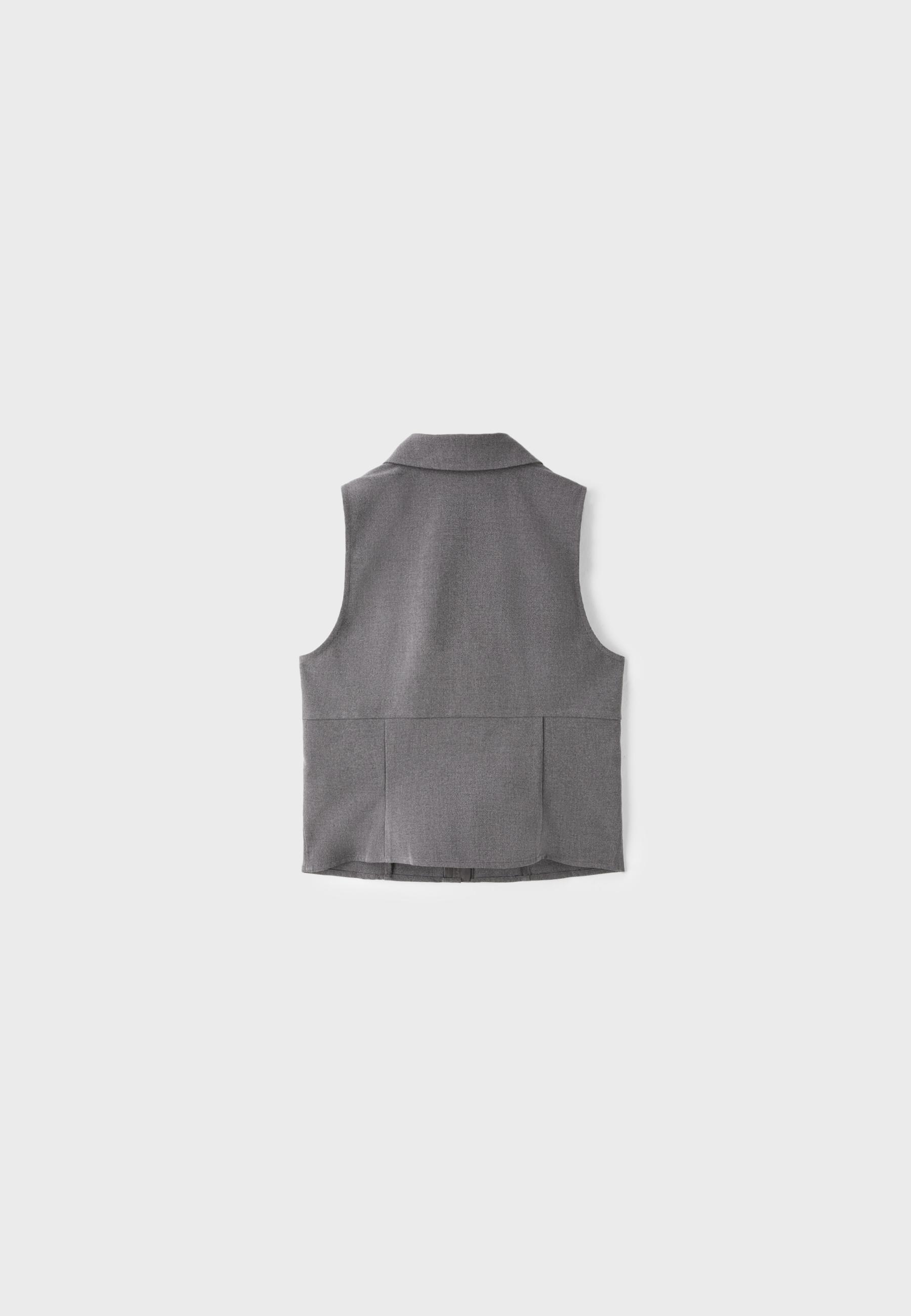 Sleeveless press stud top — Dark grey