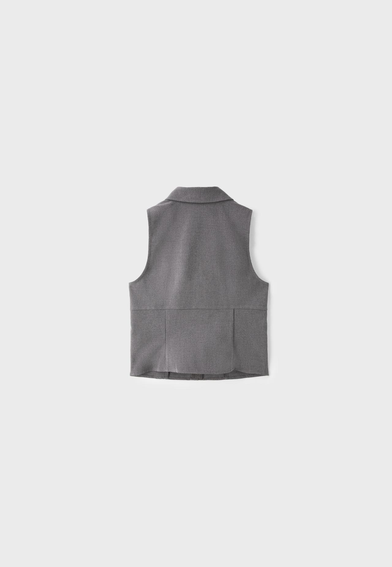 Sleeveless press-stud top — Dark grey