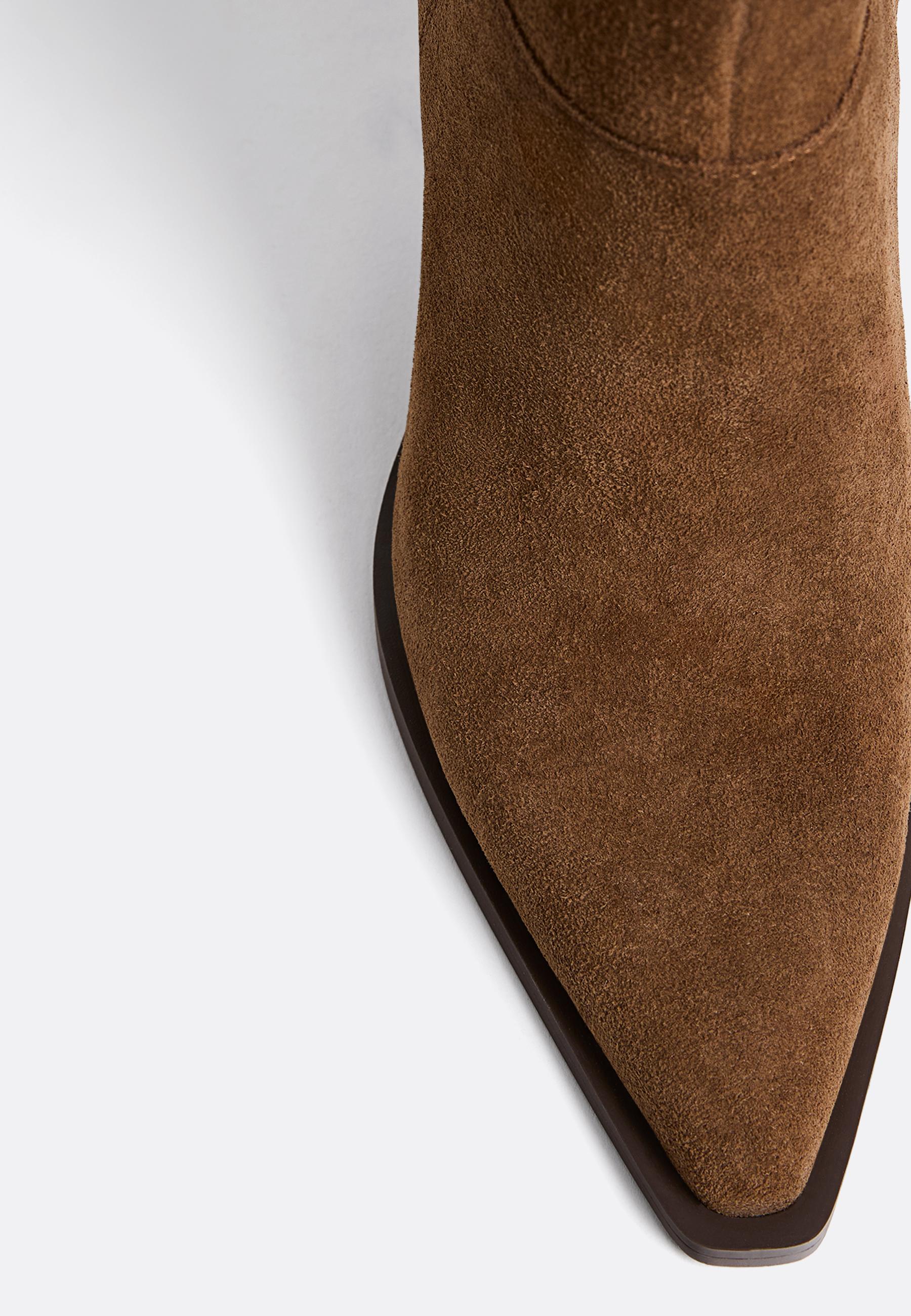Leather cowboy ankle boots — BROWN