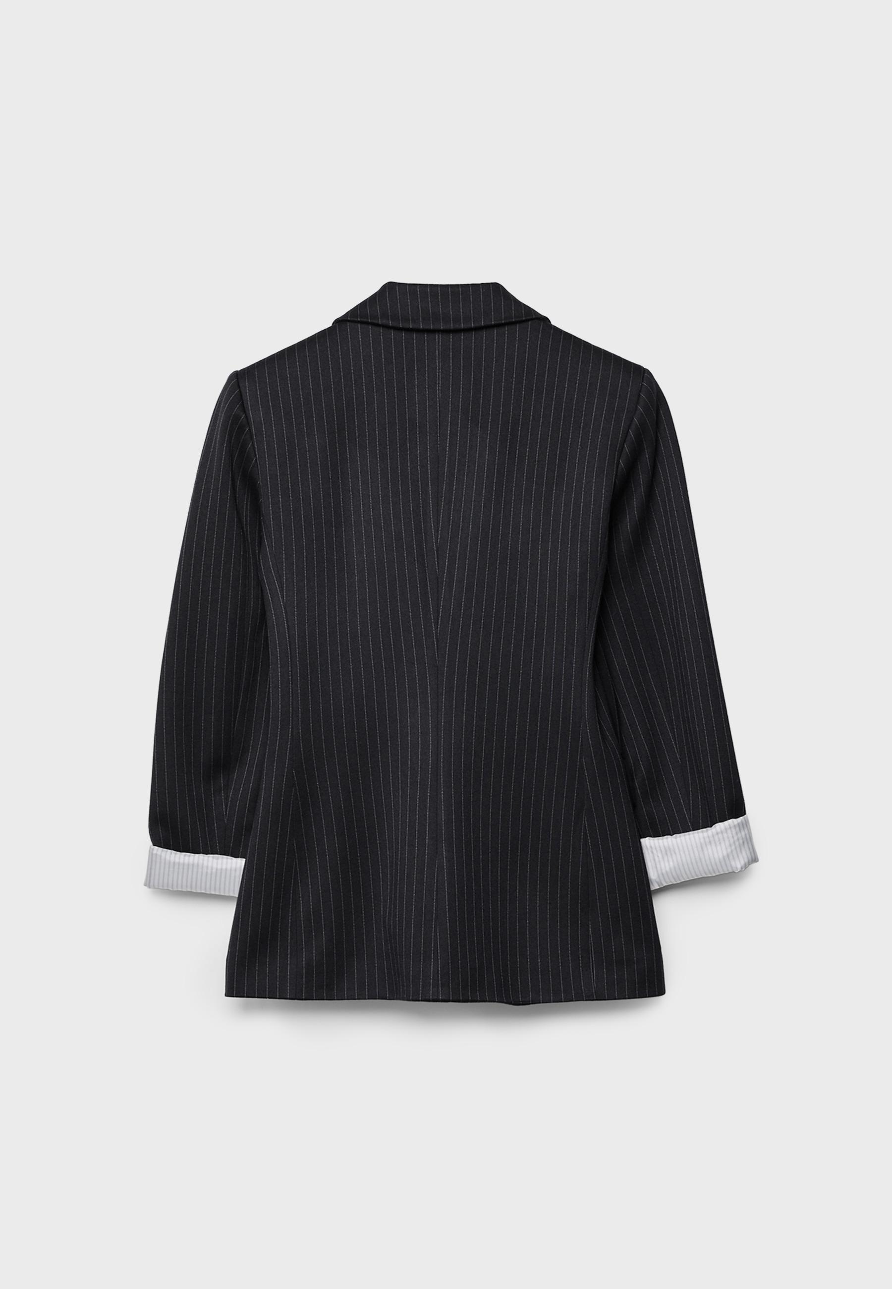 Basic striped knit blazer — Navy blue