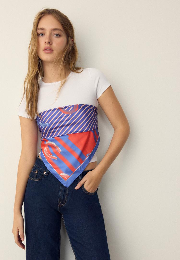 Stradivarius Μαντιλι Πεταλα Μπλε Os φωτογραφία