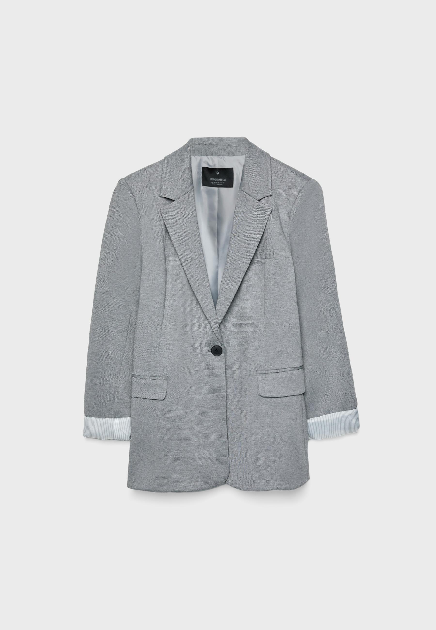 Basic knit blazer — Grey melange