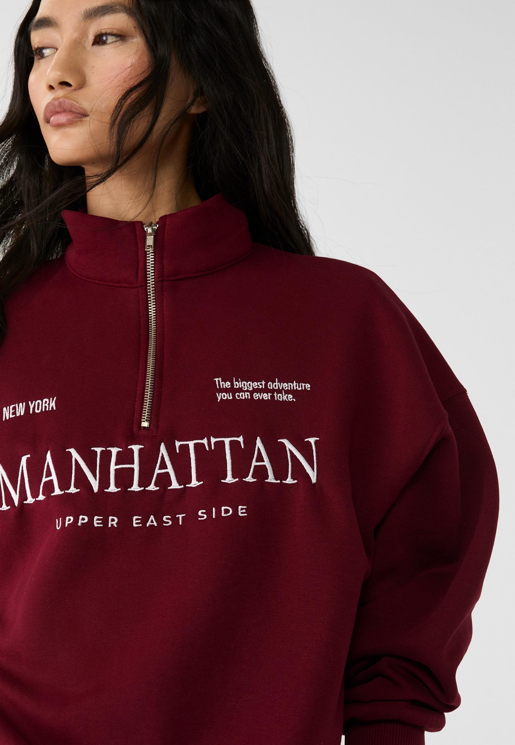 Embroidered zip-up sweatshirt - Women's fashion Embroidered zip-up sweatshirt - Women's fashion