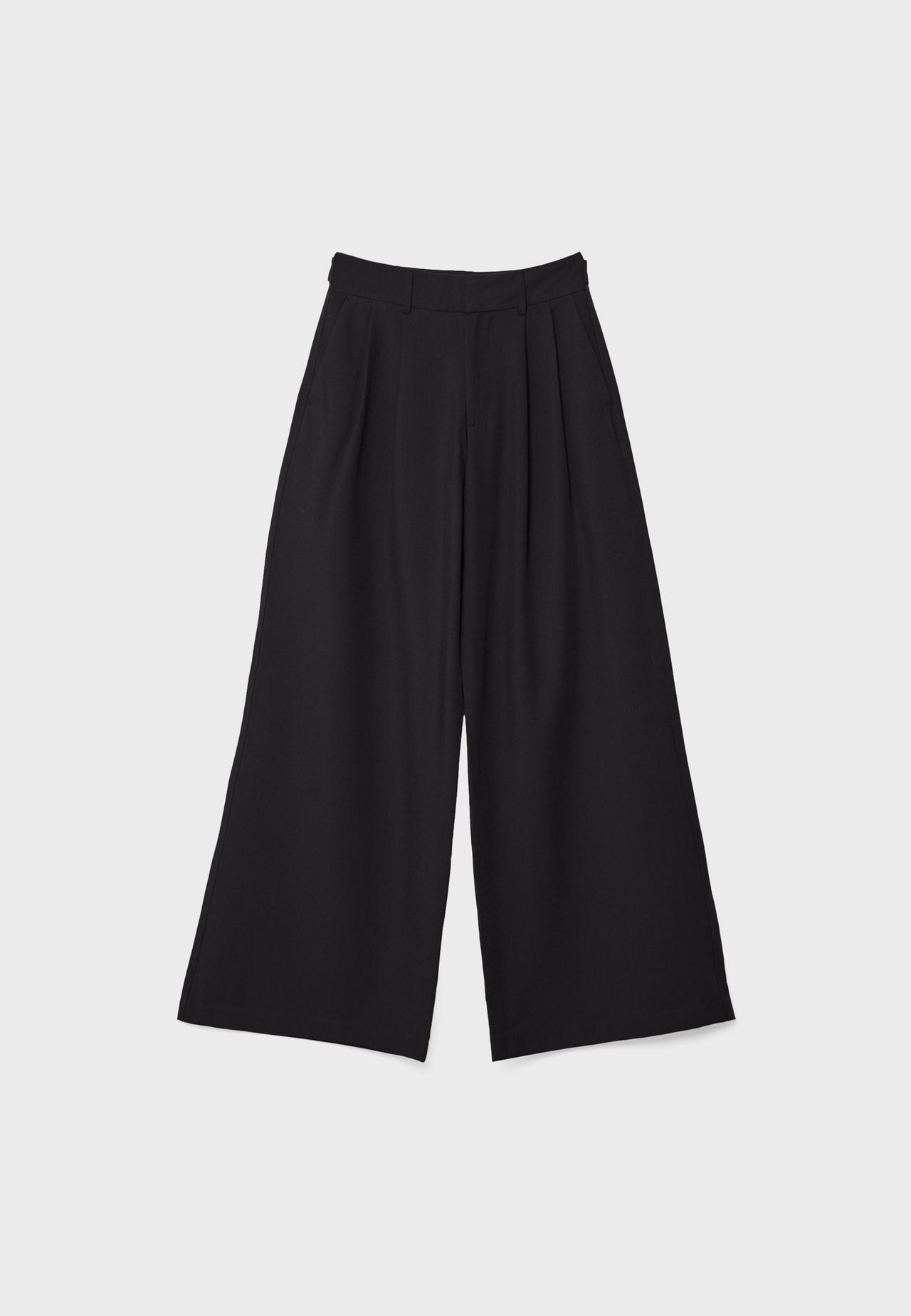 Wide-leg smart trousers with adjustable buttons — Black