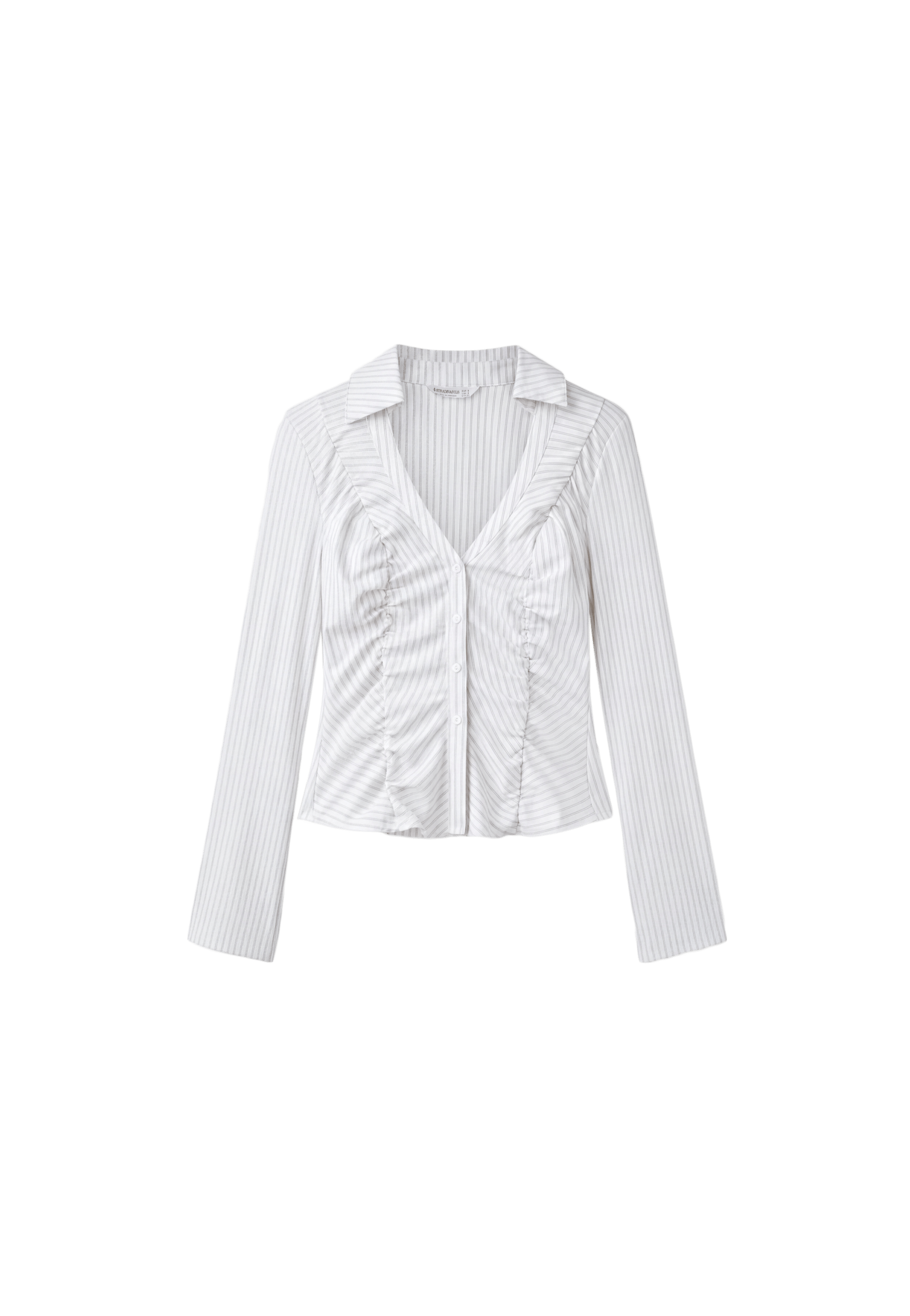 Gathered V-neck shirt — Ecru