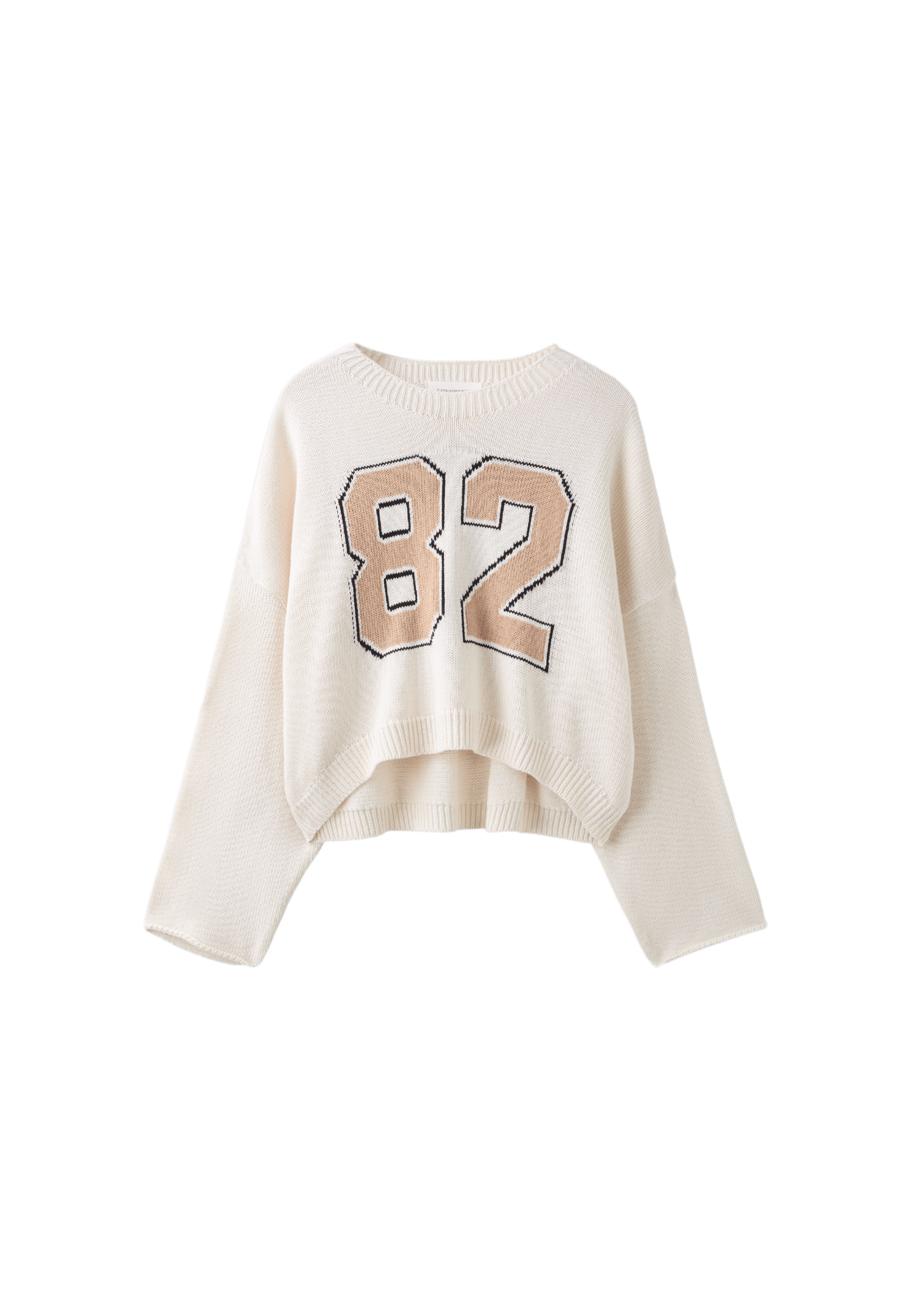 Number cropped knit jumper — Vanilla