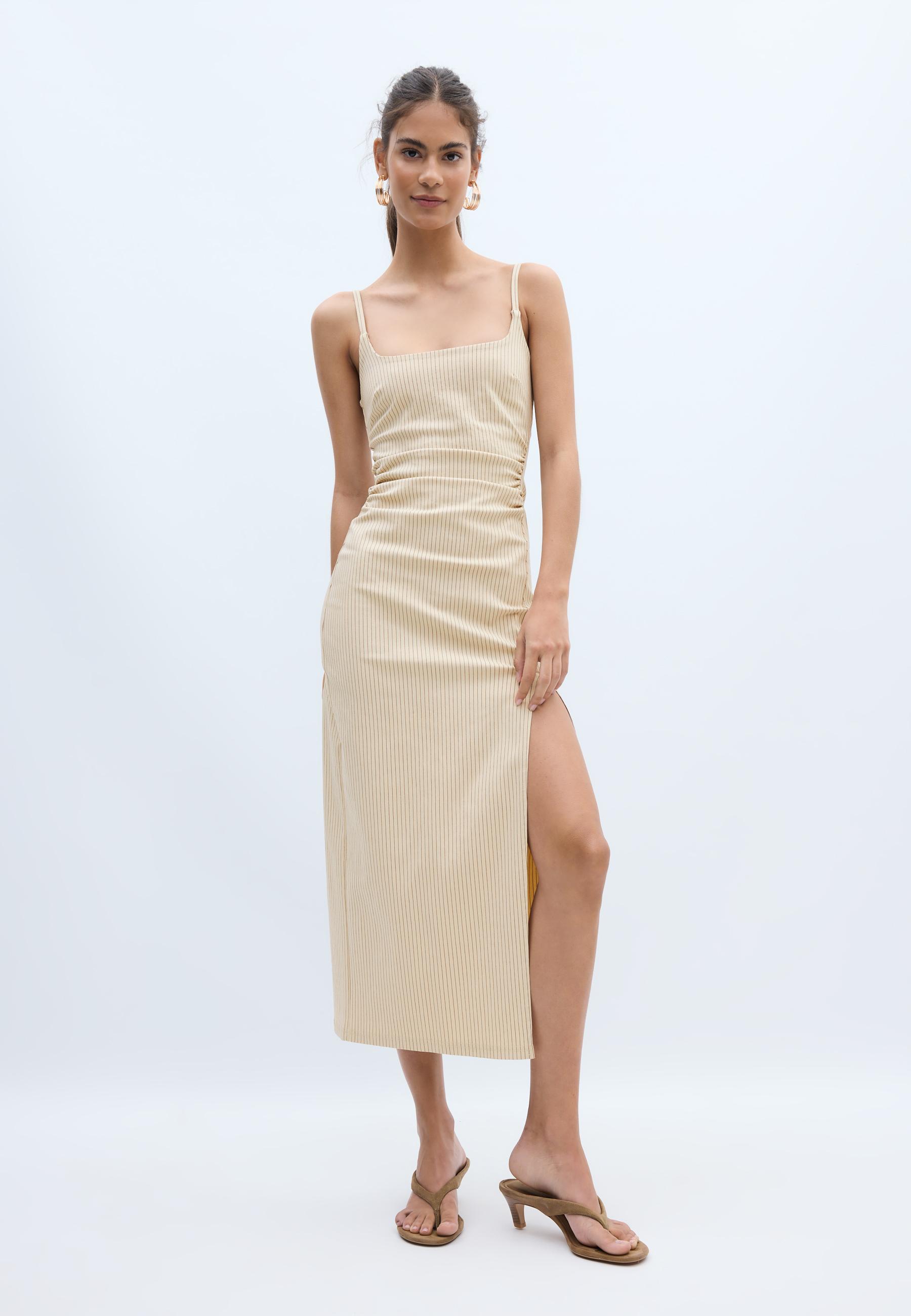 Kare yaka bengalin midi elbise