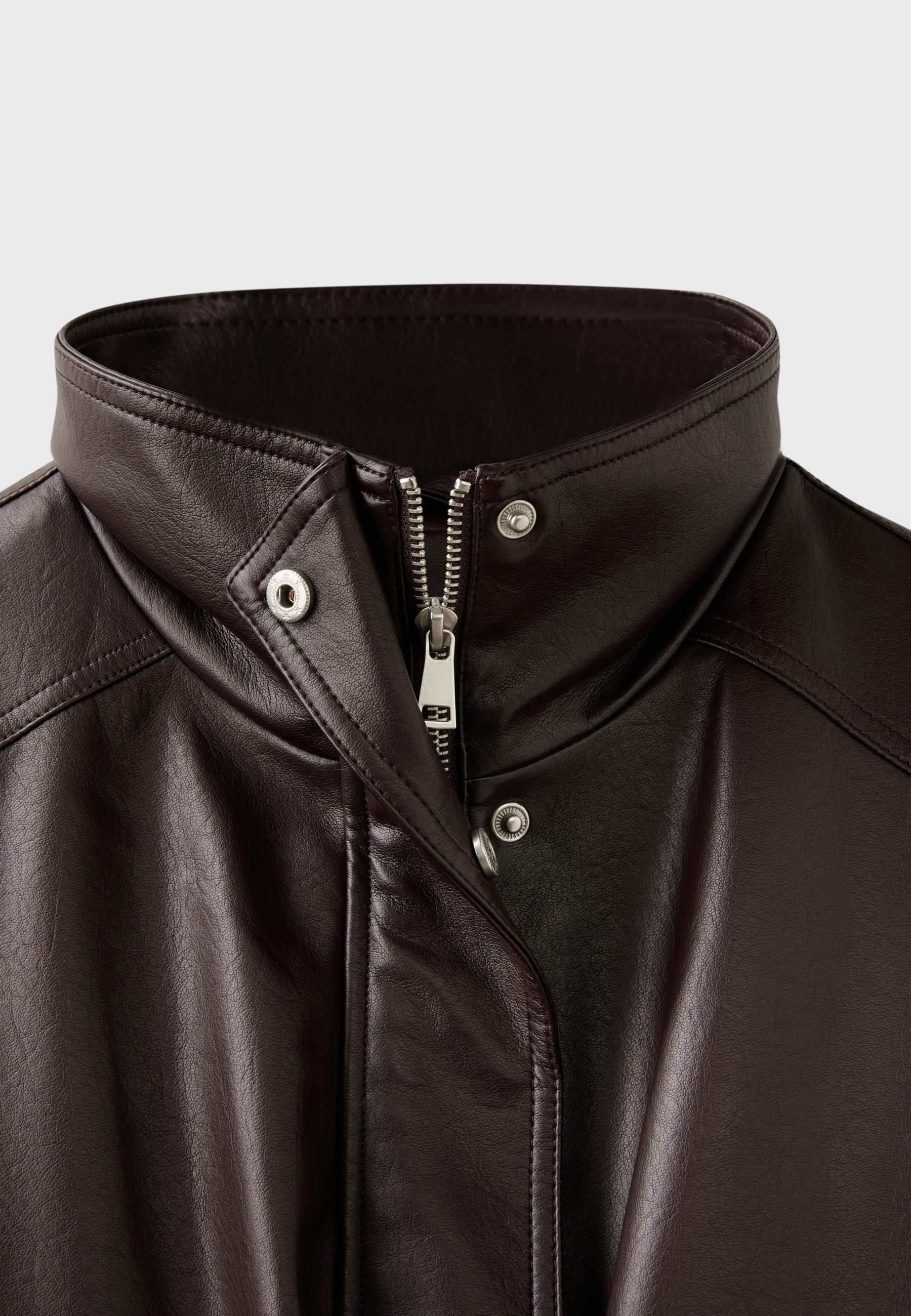 Oversize leather effect jacket — Brown