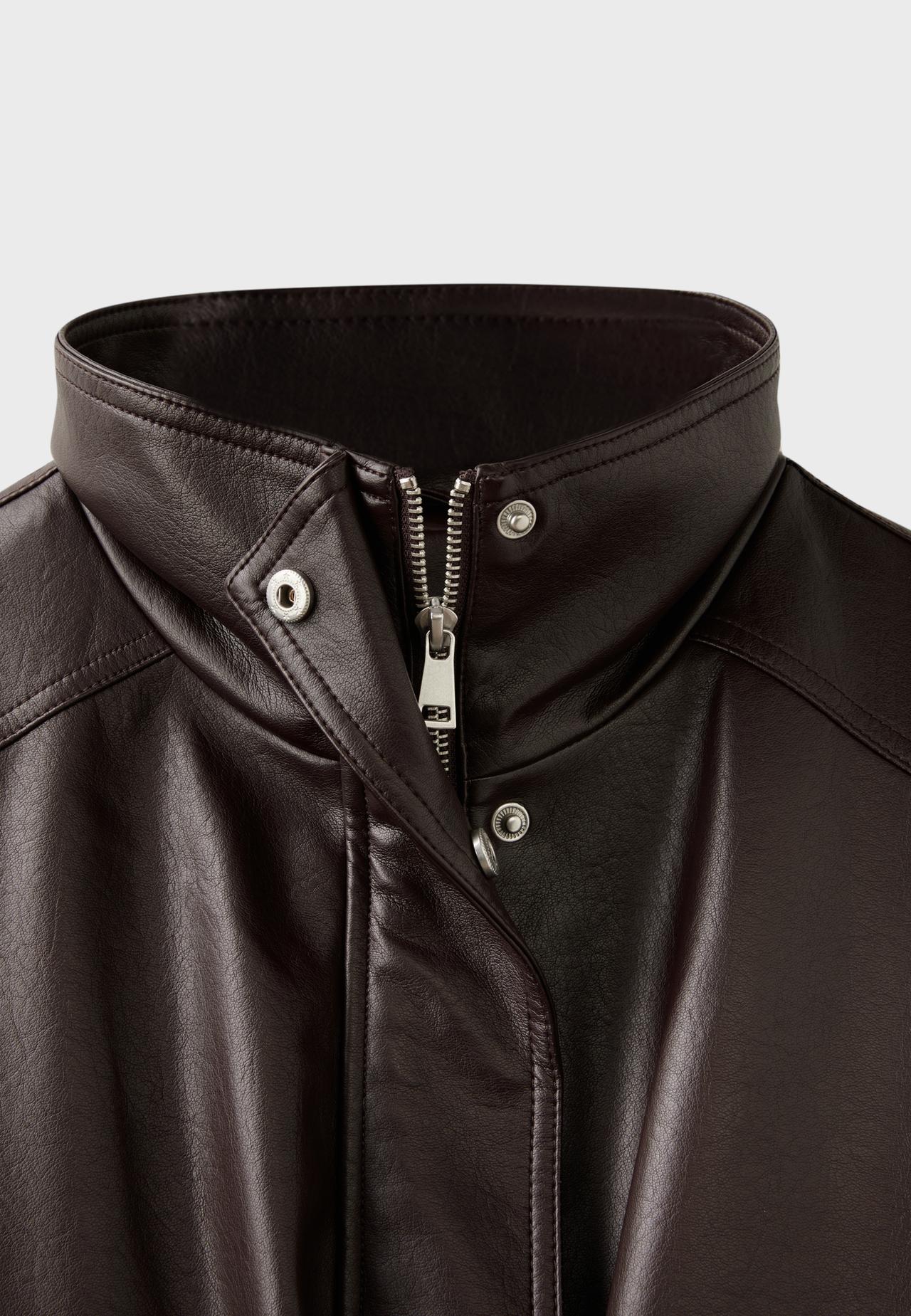 Oversize leather effect jacket — Brown