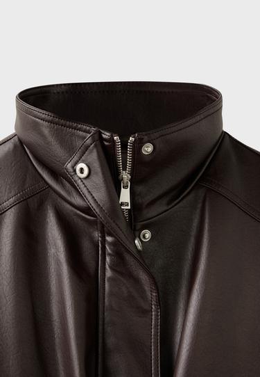 Oversize leather effect jacket — Brown 9