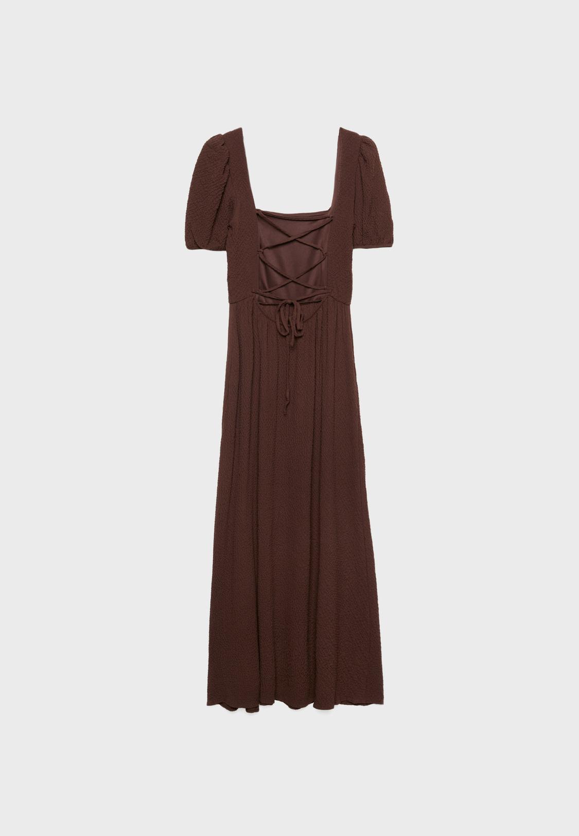 Loose-fitting maxi dress with criss-cross back - Women's fashion | Stradivarius United Kingdom Loose-fitting maxi dress with criss-cross back - Women's fashion | Stradivarius United Kingdom