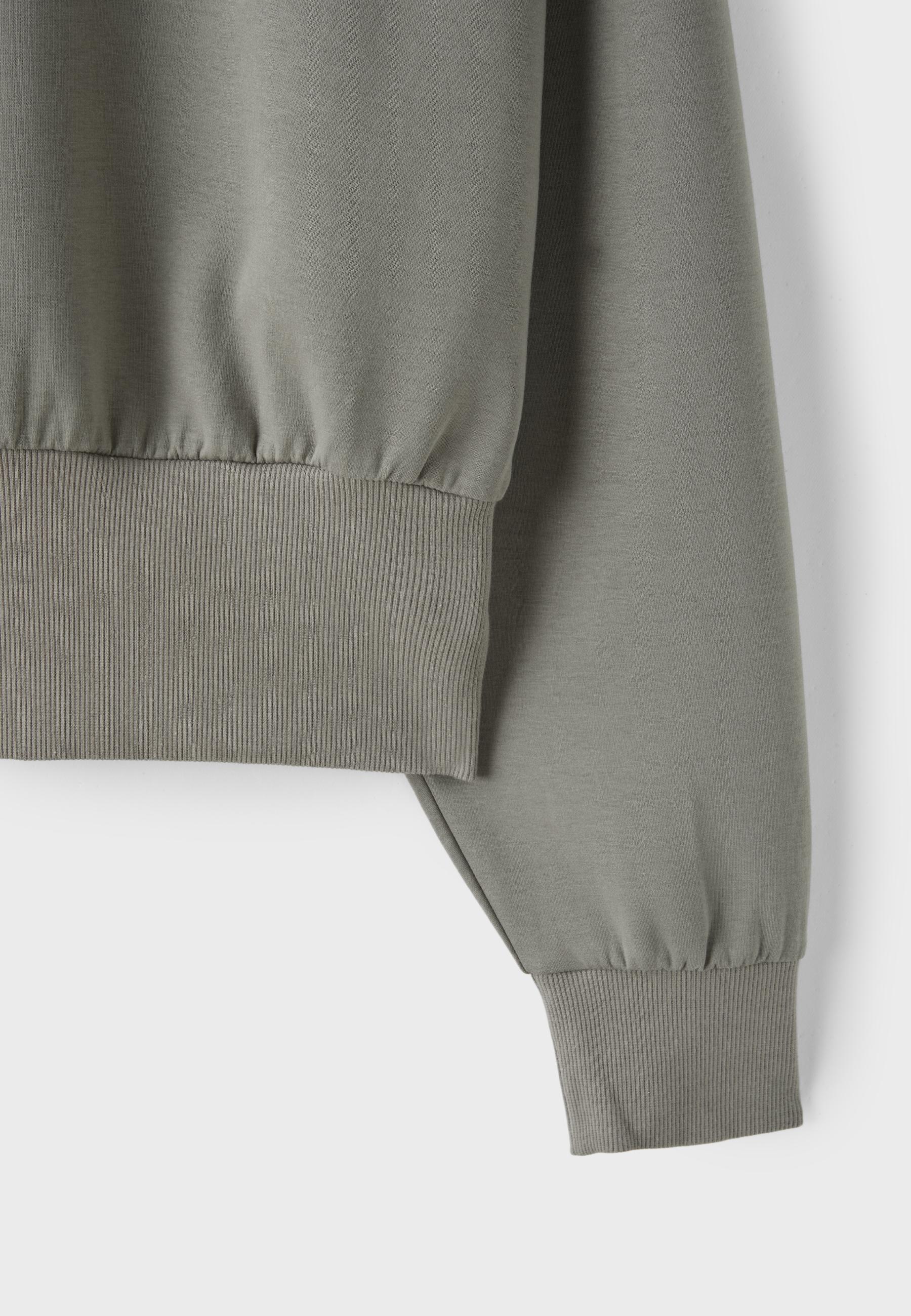 Cropped sweatshirt with wide waistband — Brown