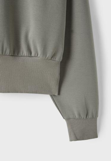 Cropped sweatshirt with waistband — Brown 9
