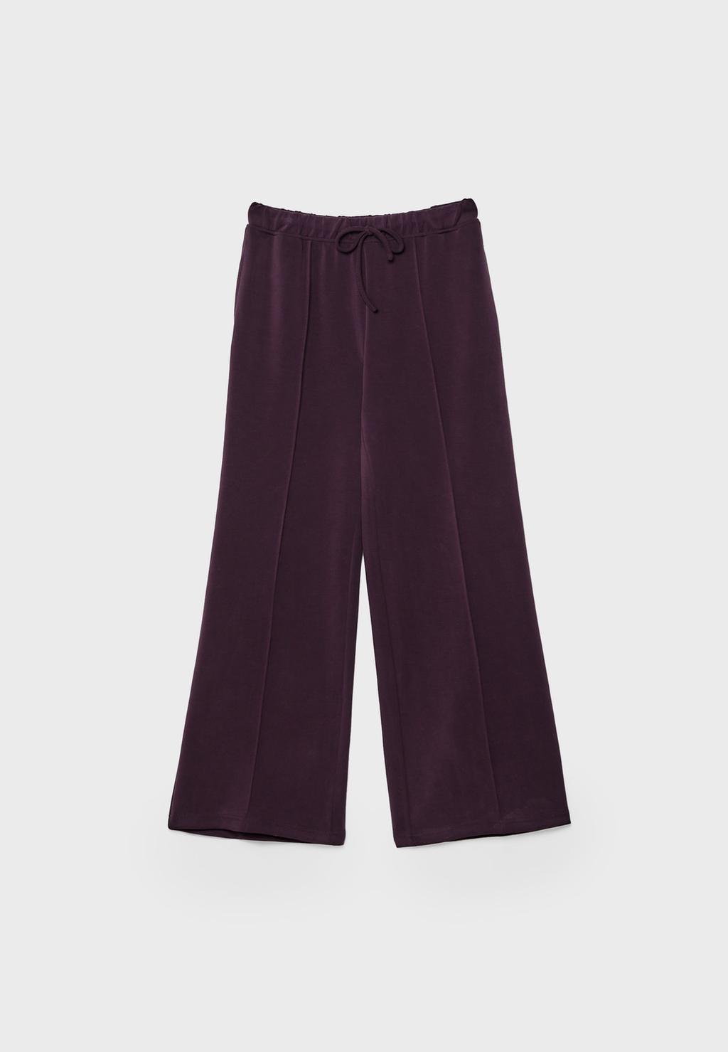 Soft-touch wide-leg trousers with seam detail
