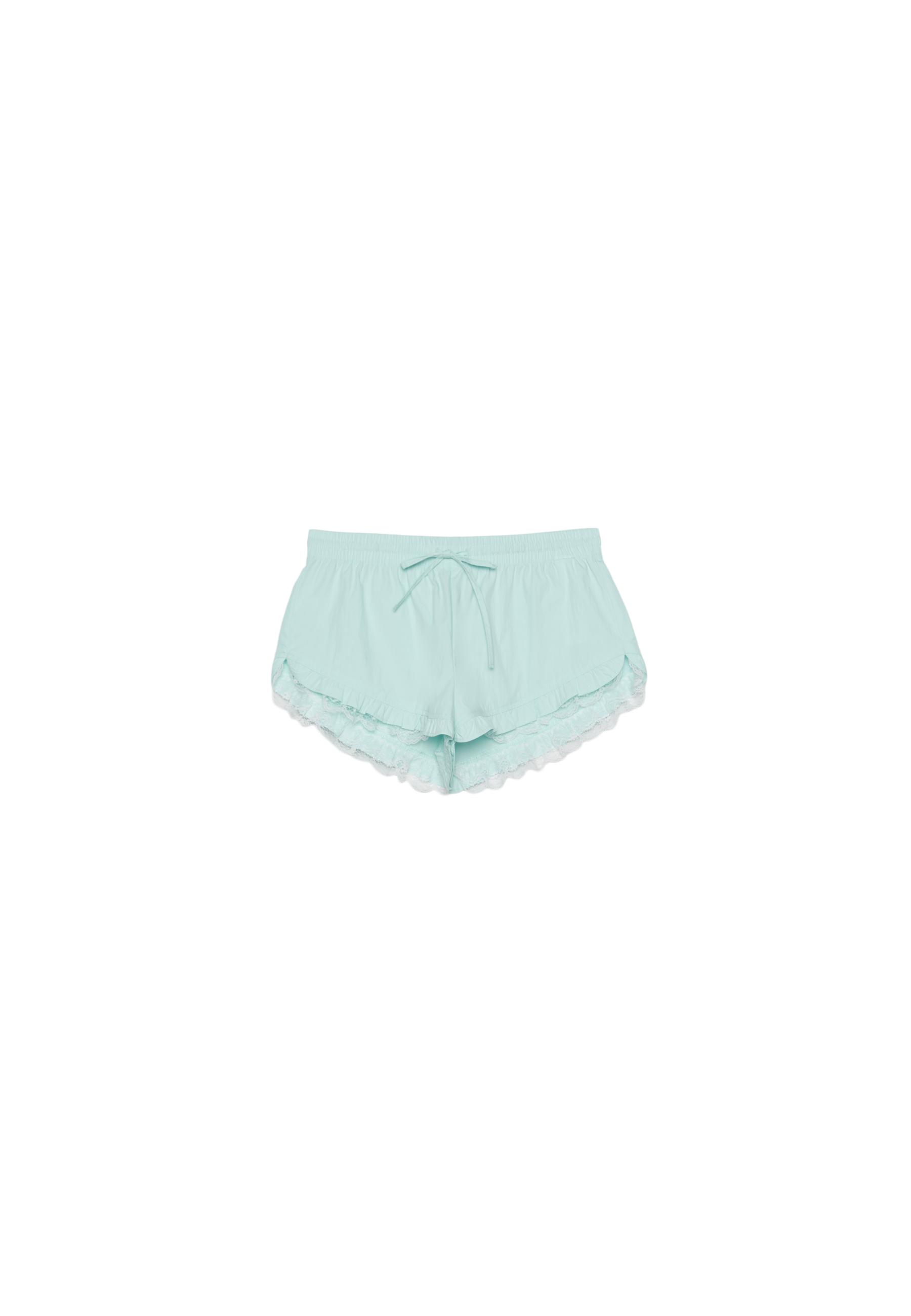 Technical ruffled shorts — Pastel green