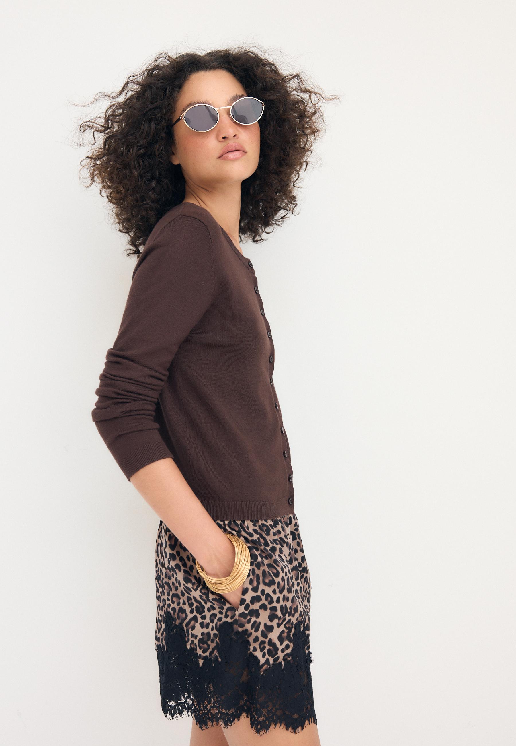 Knit cardigan — Brown