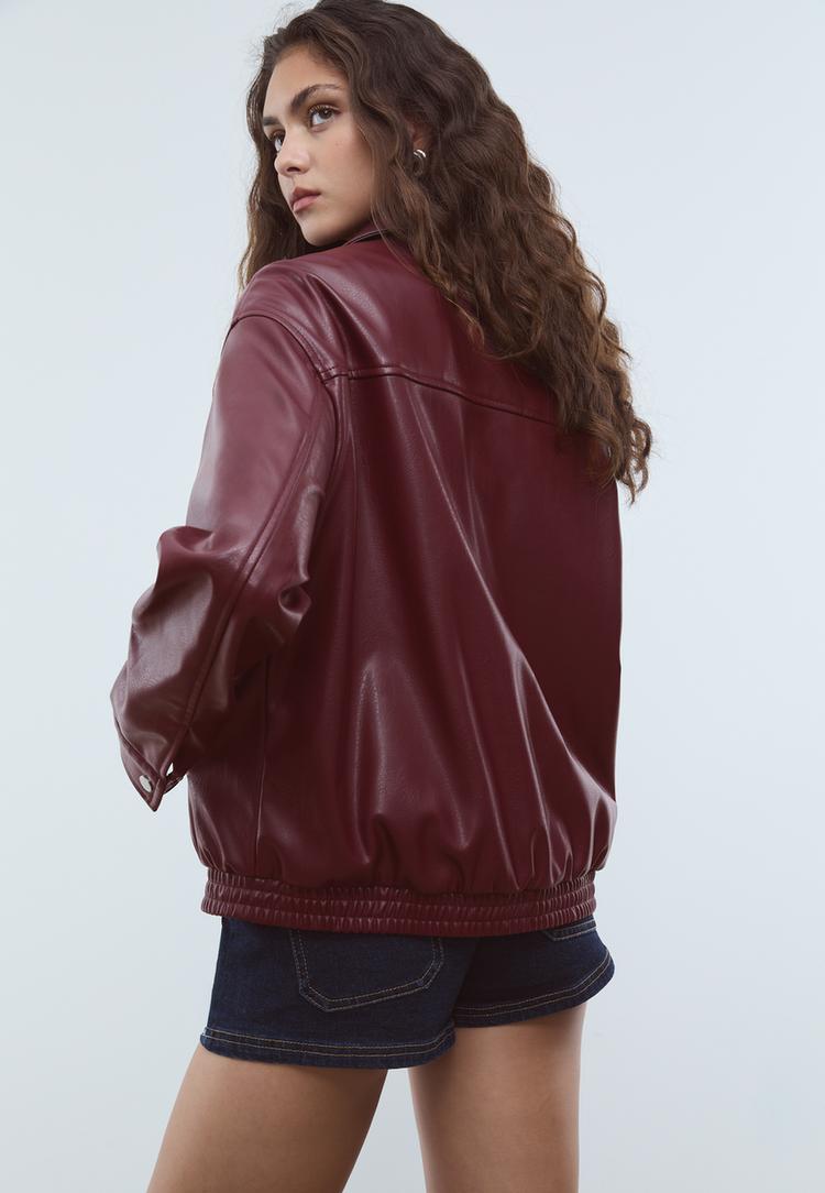 oversize suni deri ceket