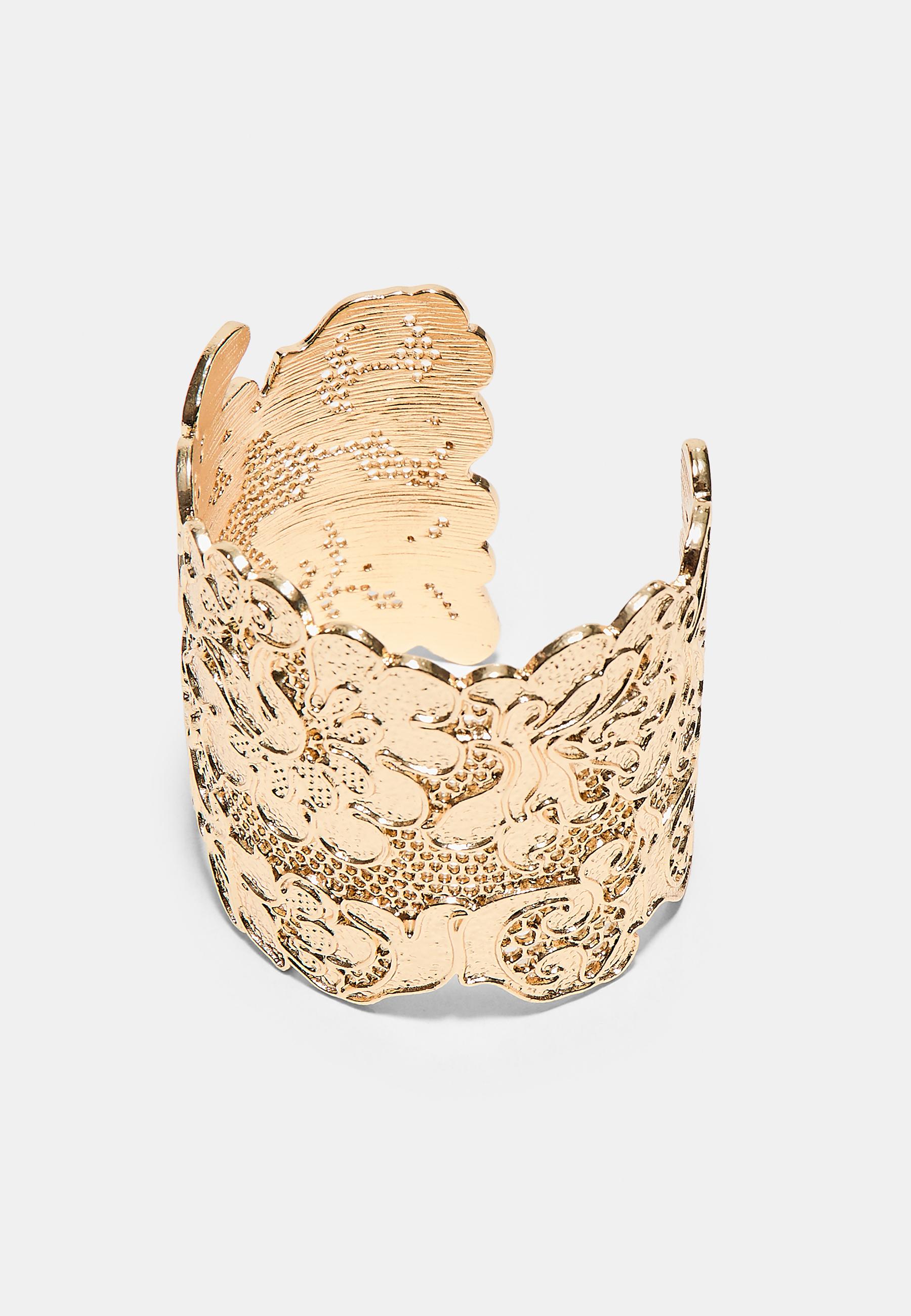 Lace-effect rigid bangle — Gold