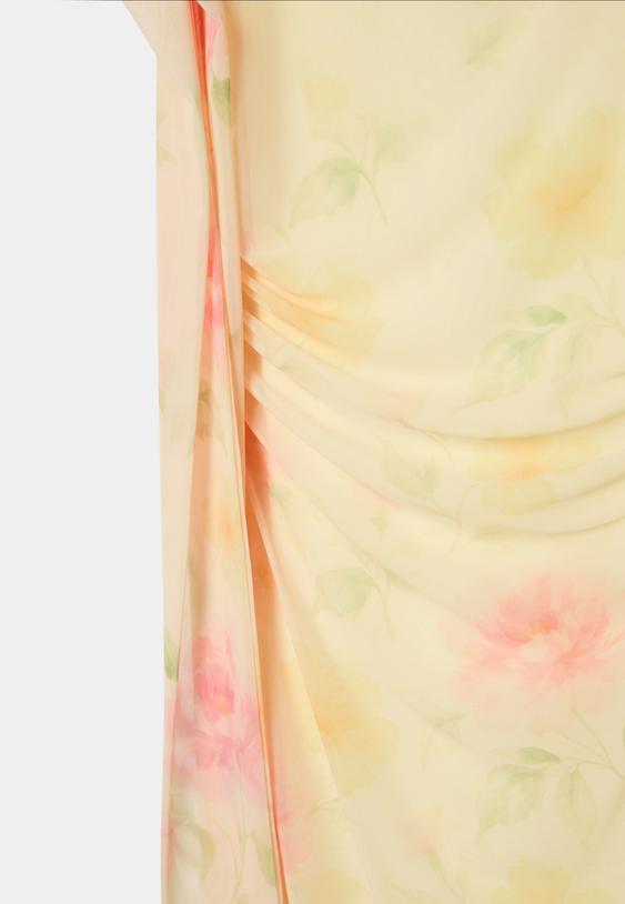 Desenli tül fularlı midi elbise - Görsel 8