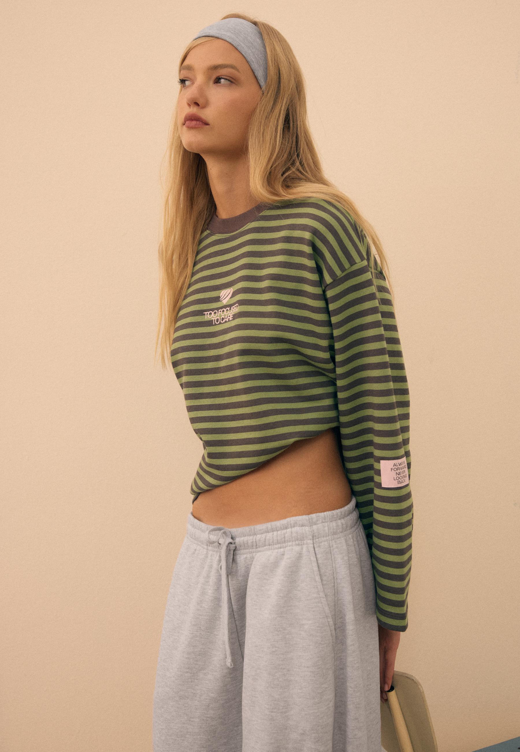 Striped sweatshirt — Khaki