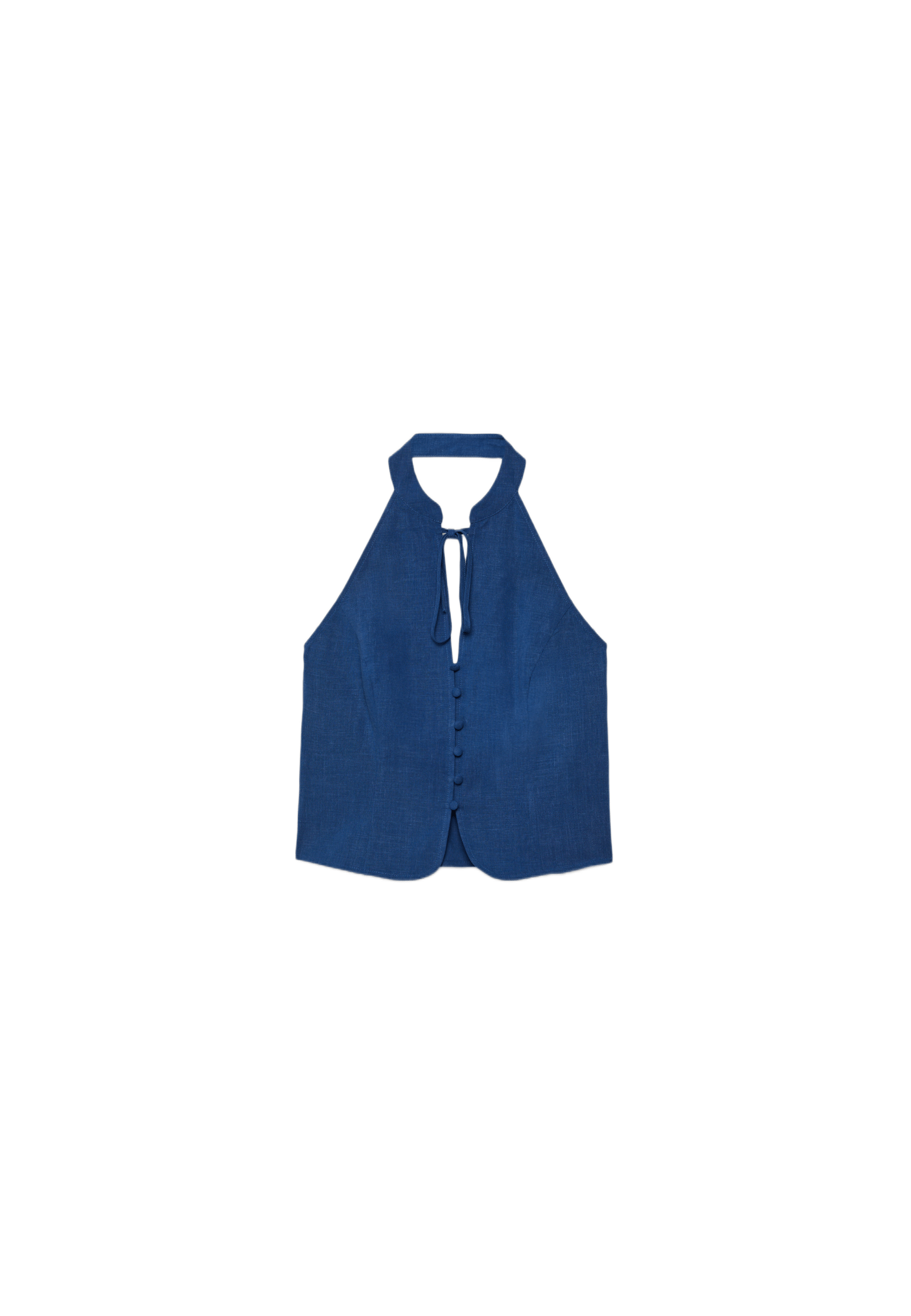 Qipao halter neck button top — Electric blue