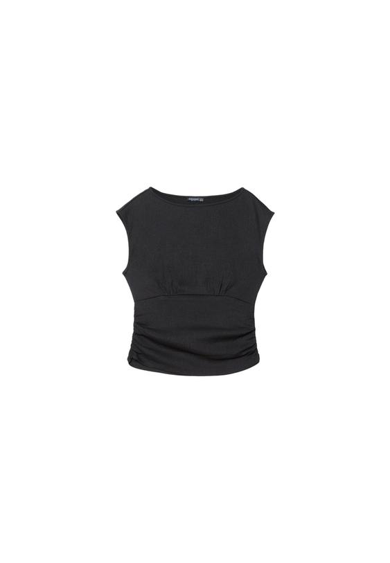 Buruşuk dokulu kısa kollu t-shirt_7