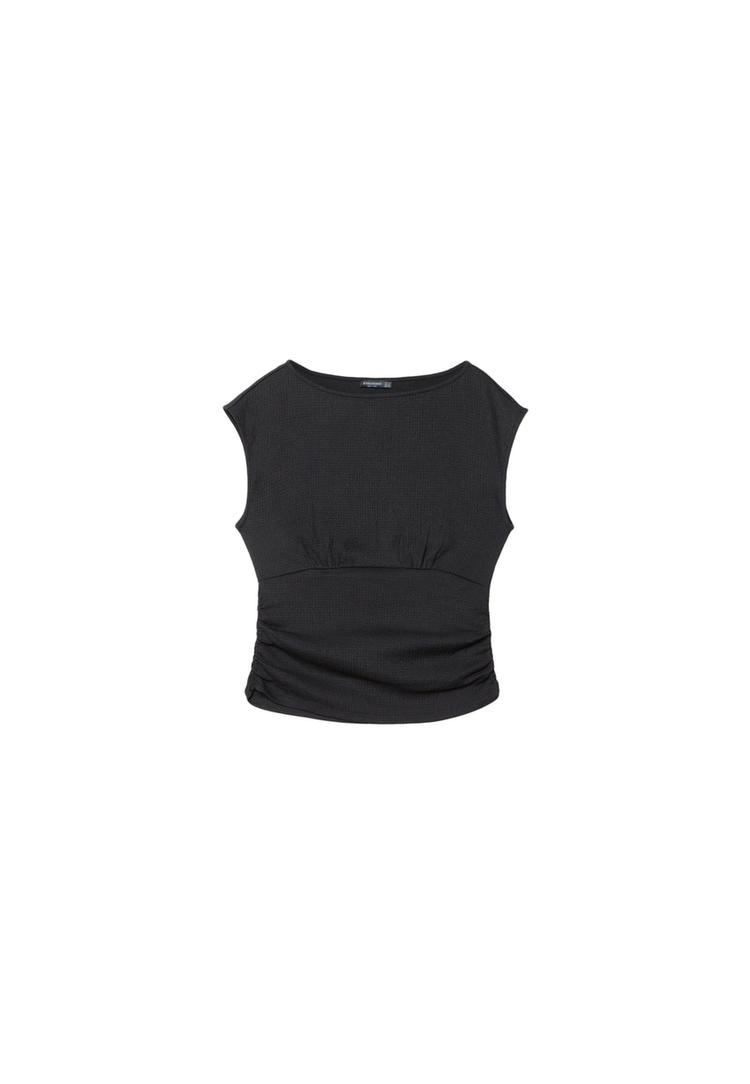 Buruşuk dokulu kısa kollu t-shirt_7