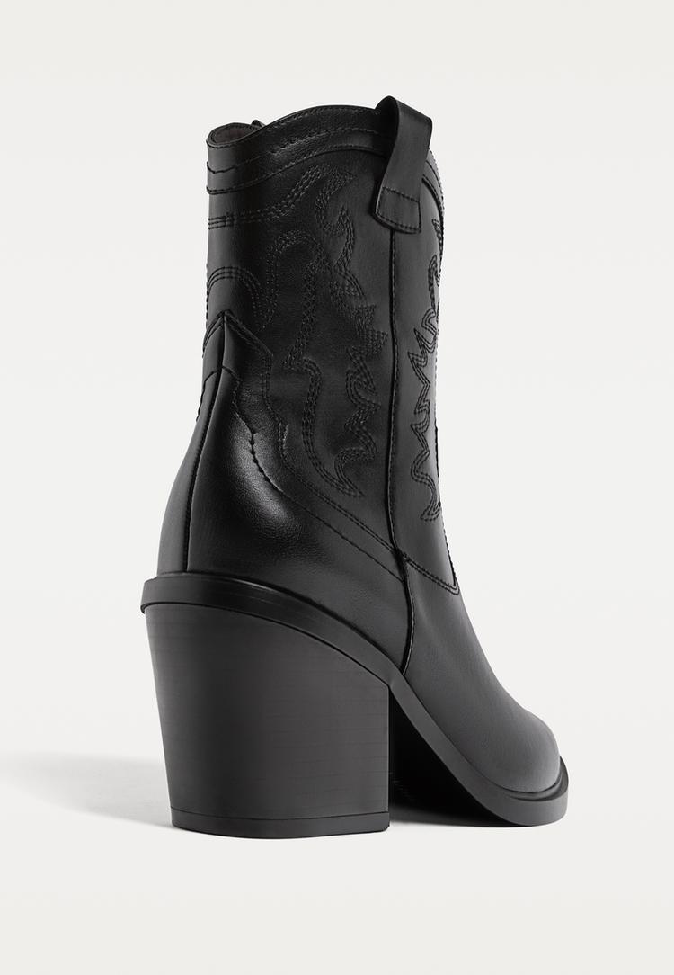 heeled cowboy ankle boots