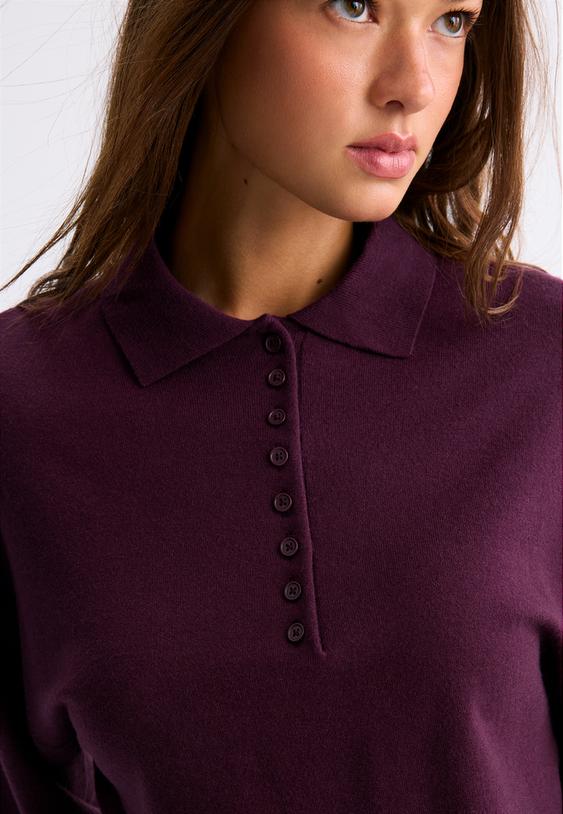 camisola de malha com gola de polo