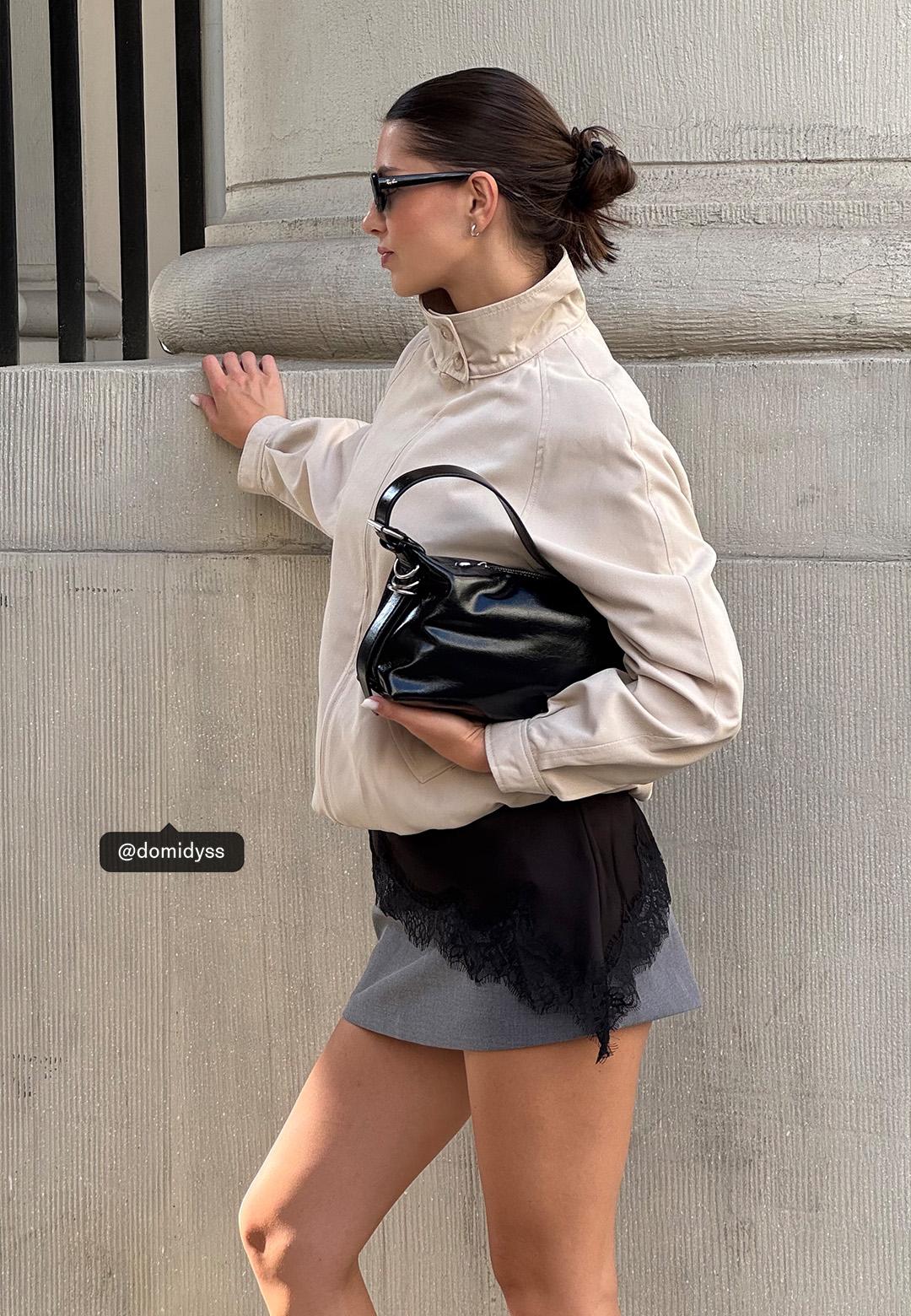Shoulder bag with strap detail — Black
