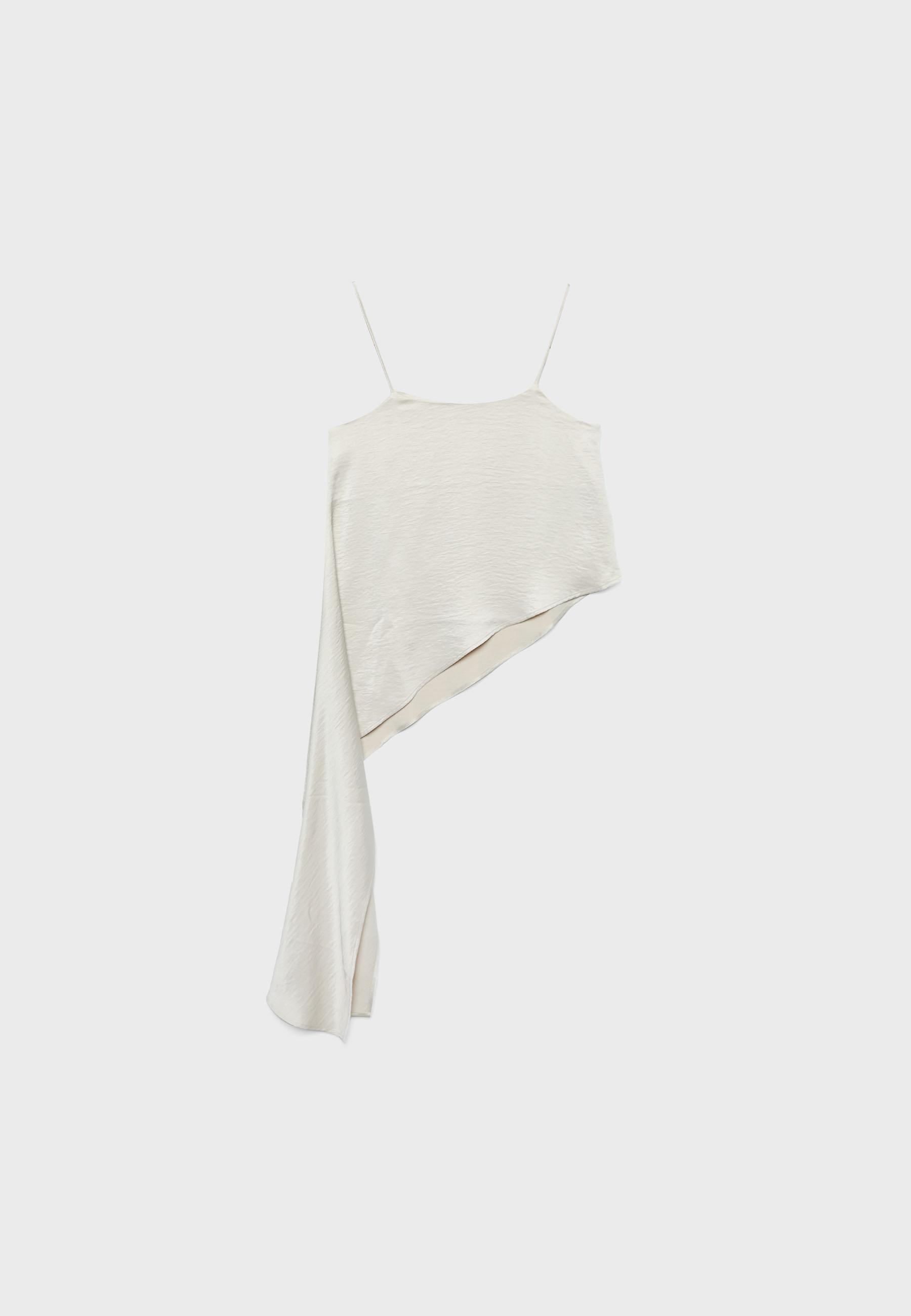 Asymmetric satin top — Stone