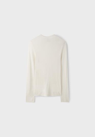 Basic wool silk mock neck jumper — Vanilla 8