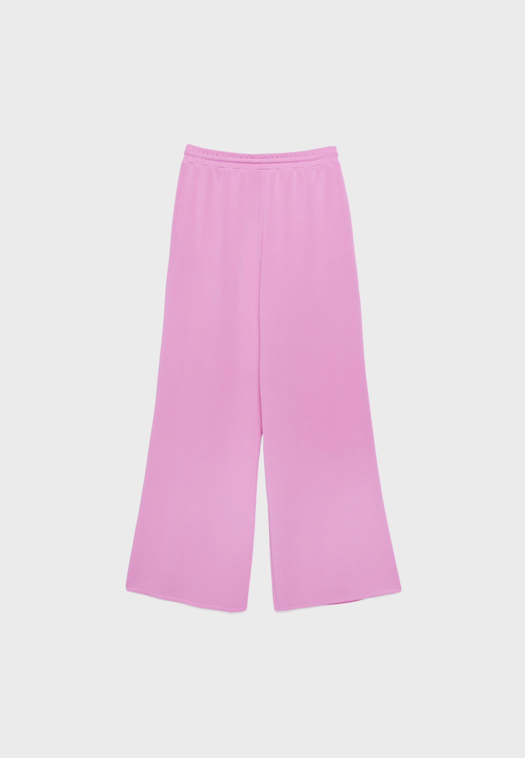 Soft-touch palazzo joggers — Bubblegum pink