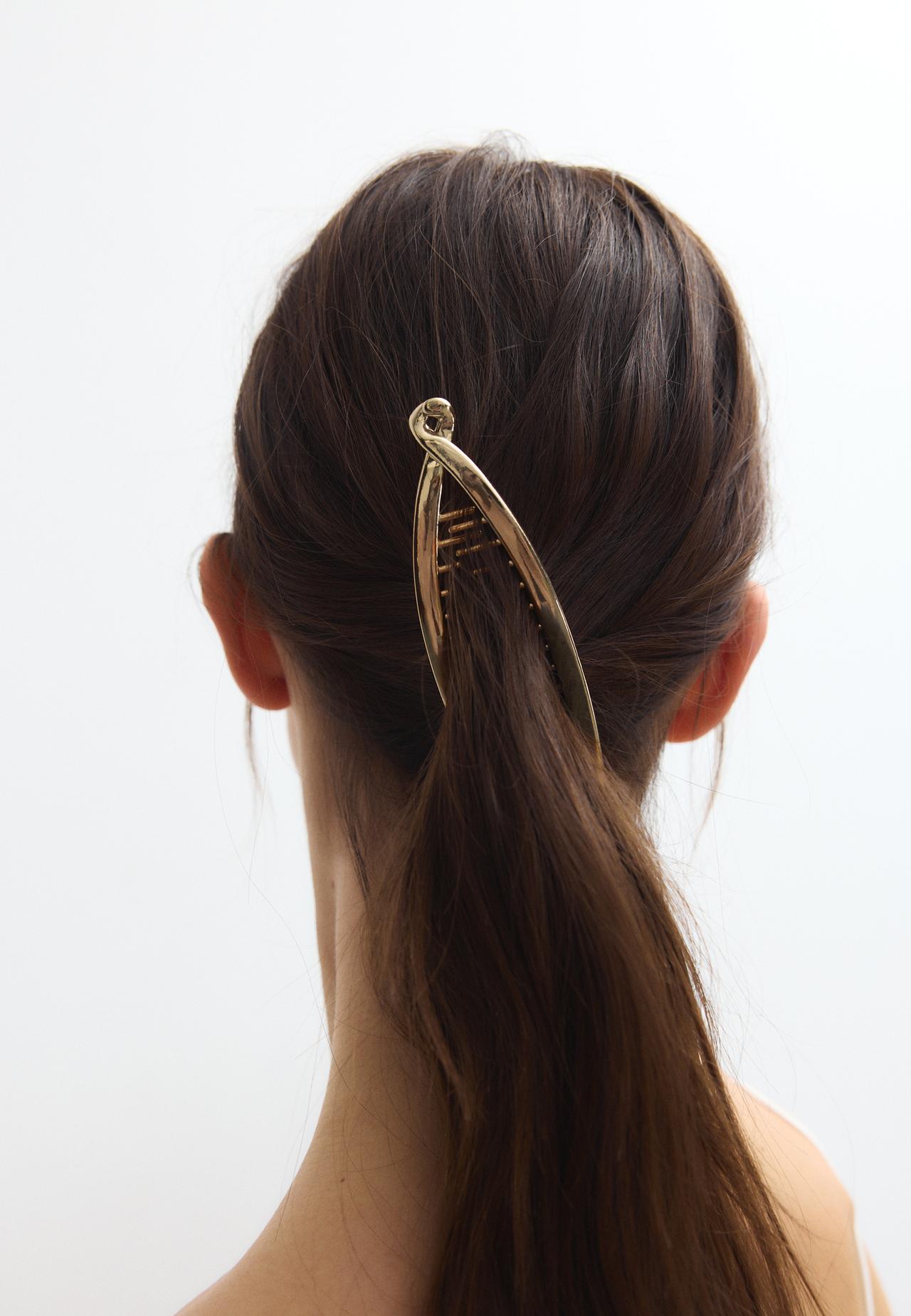 Set of 2 metal banana hair clips — Gold