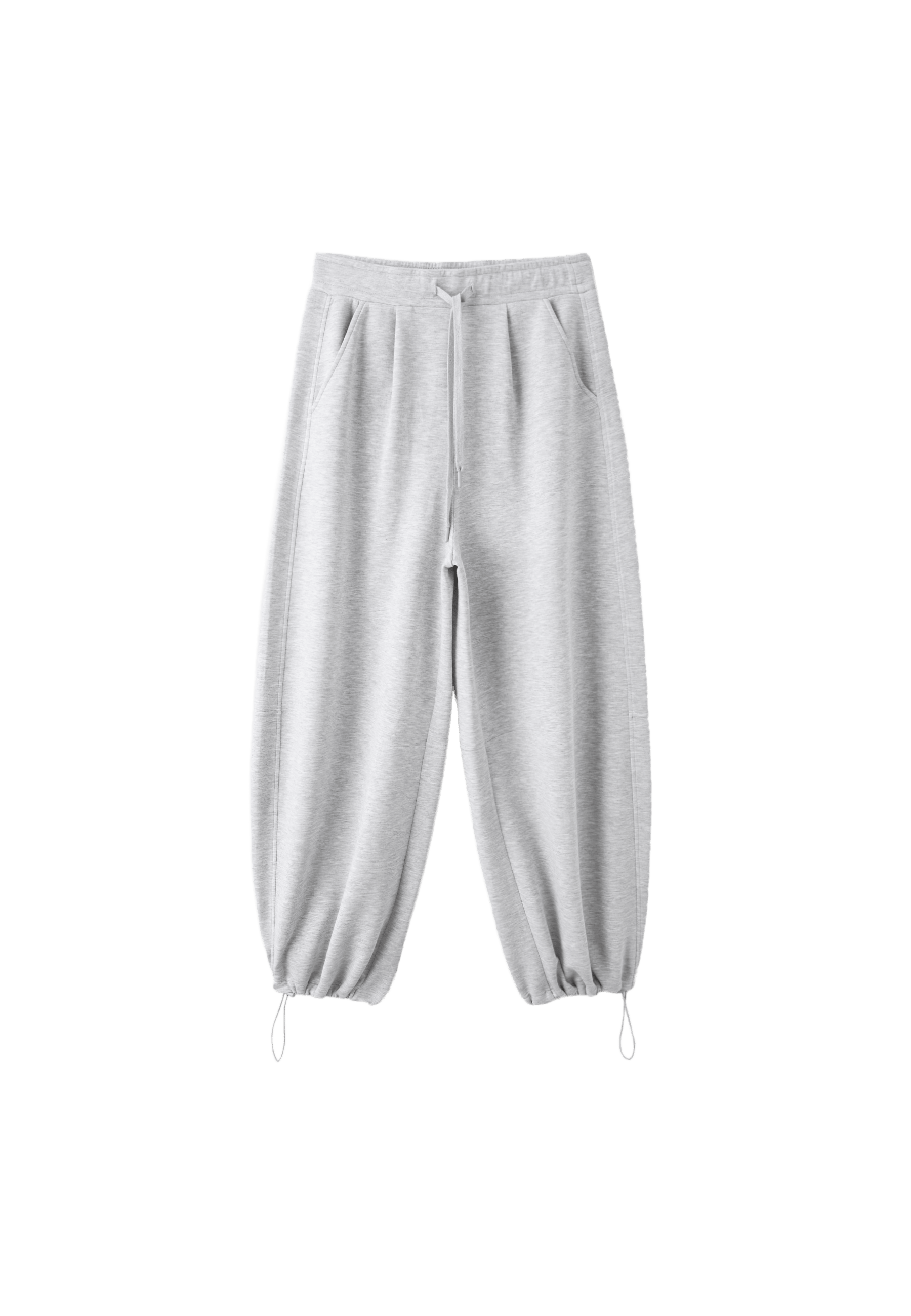 Soft-touch barrel joggers with stoppers — Grey melange