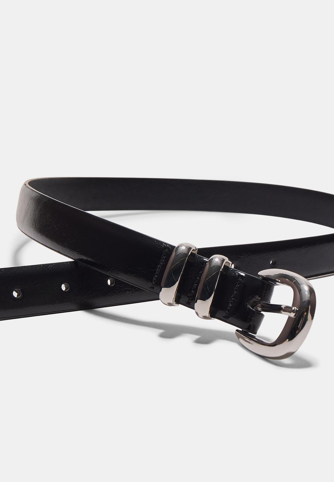 Basic shimmery leather effect belt - Women's fashion | Stradivarius United  States