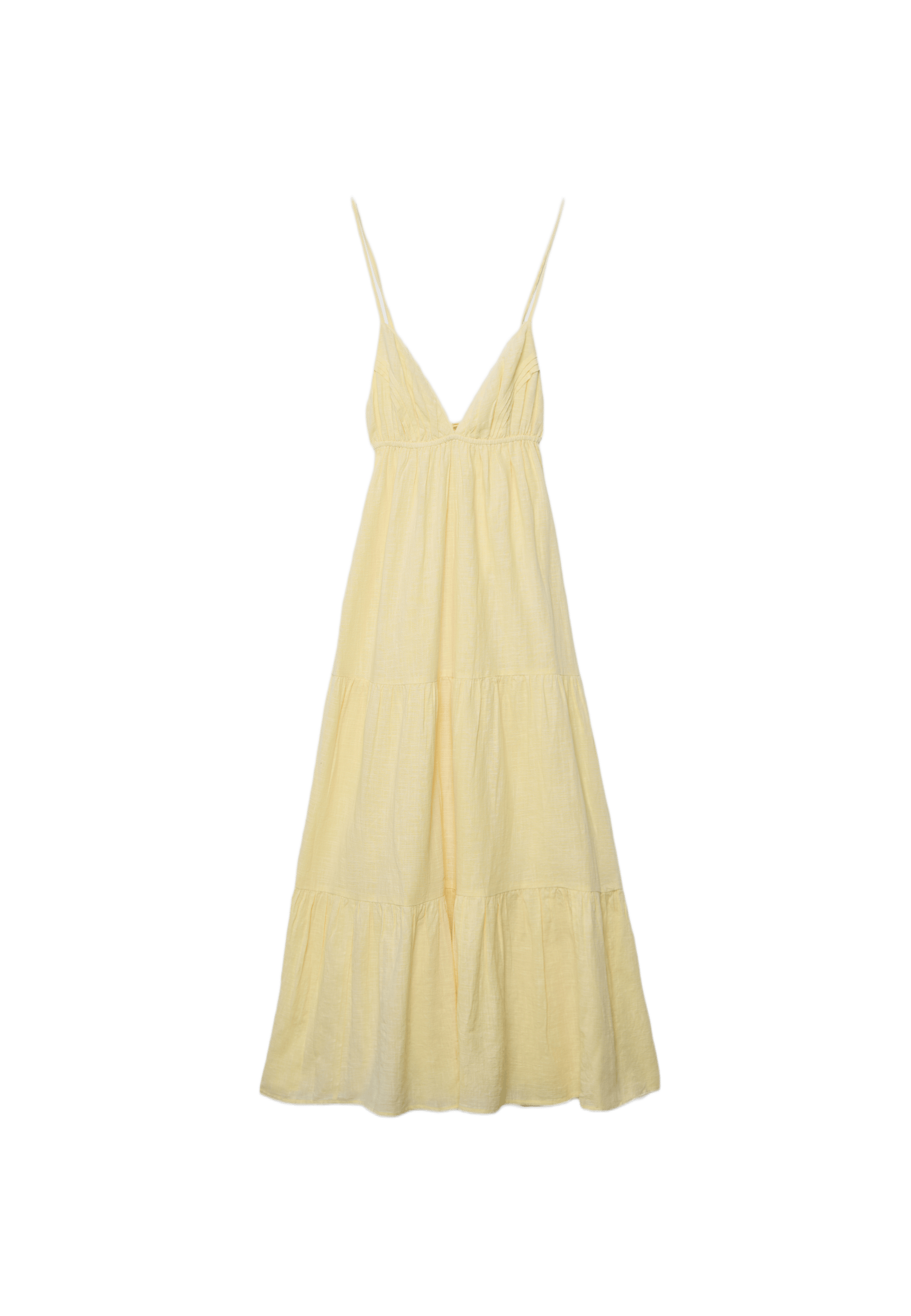 Long V-neck dress — Pastel yellow